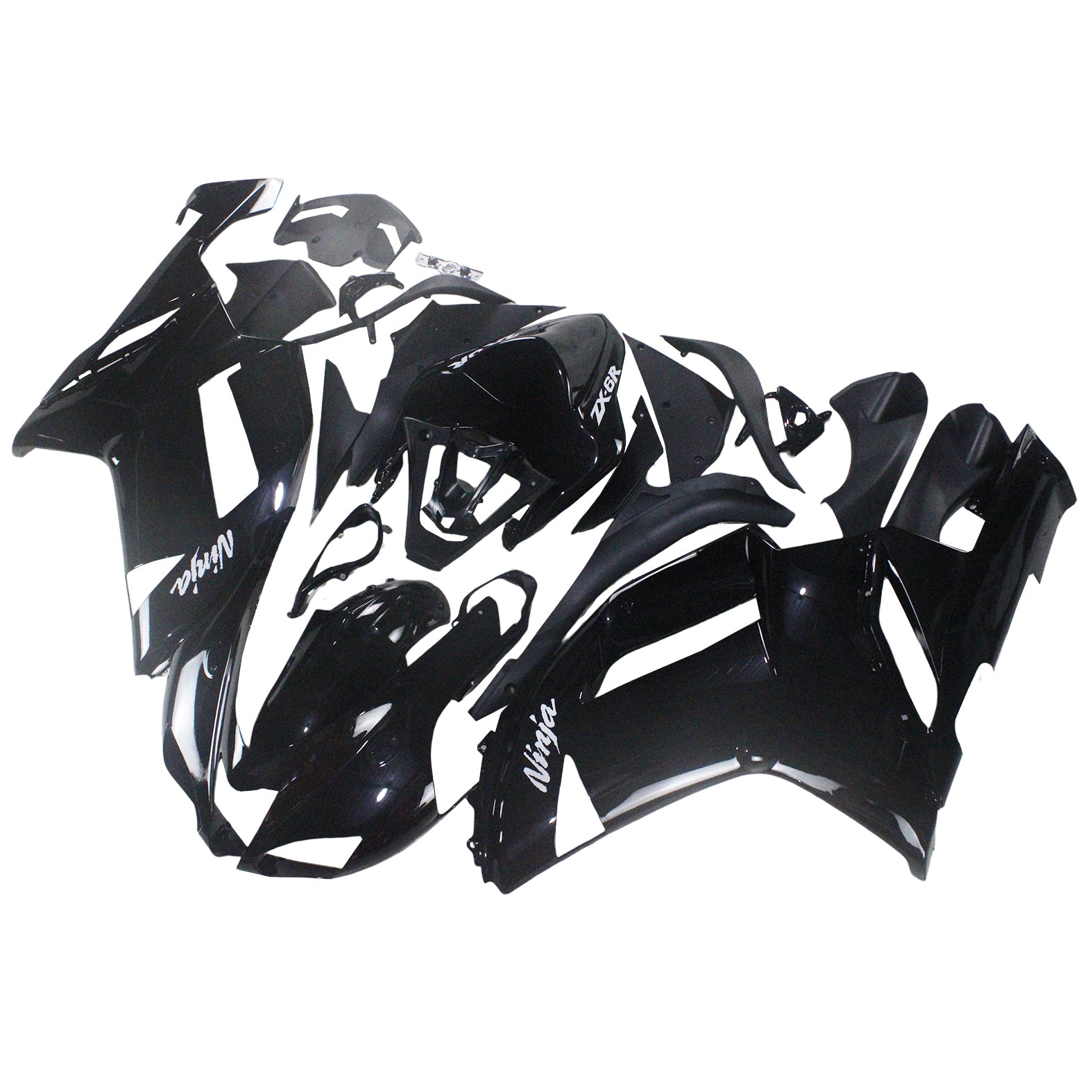 Amotopart 2007-2008 Kawasaki ZX6R 636 Black Fairing Zestaw
