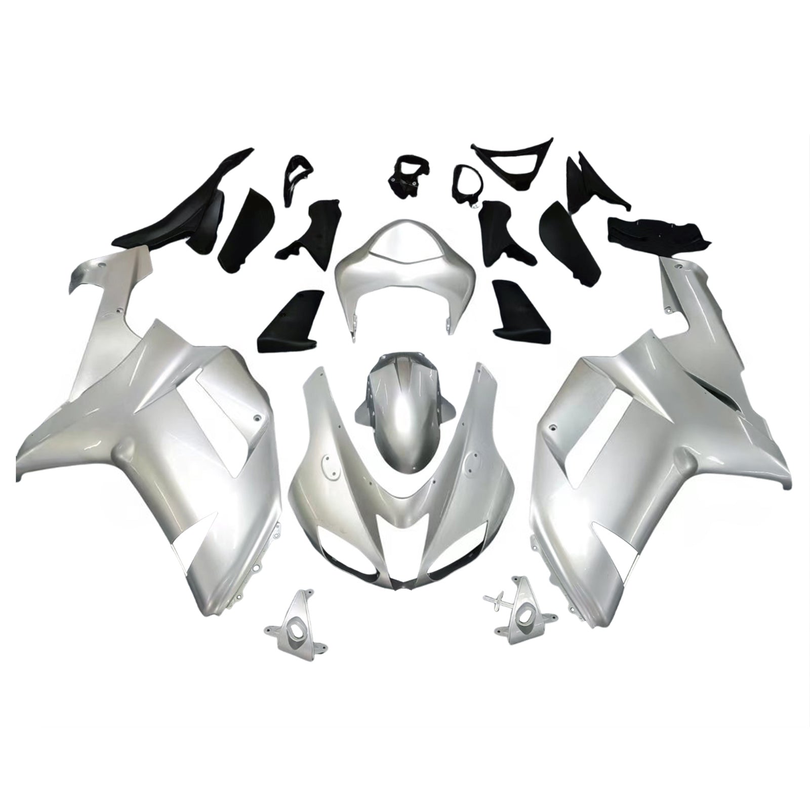 Amotopart Kawasaki ZX6R 636 2007-2008 Silver&Grey Fairing Kit