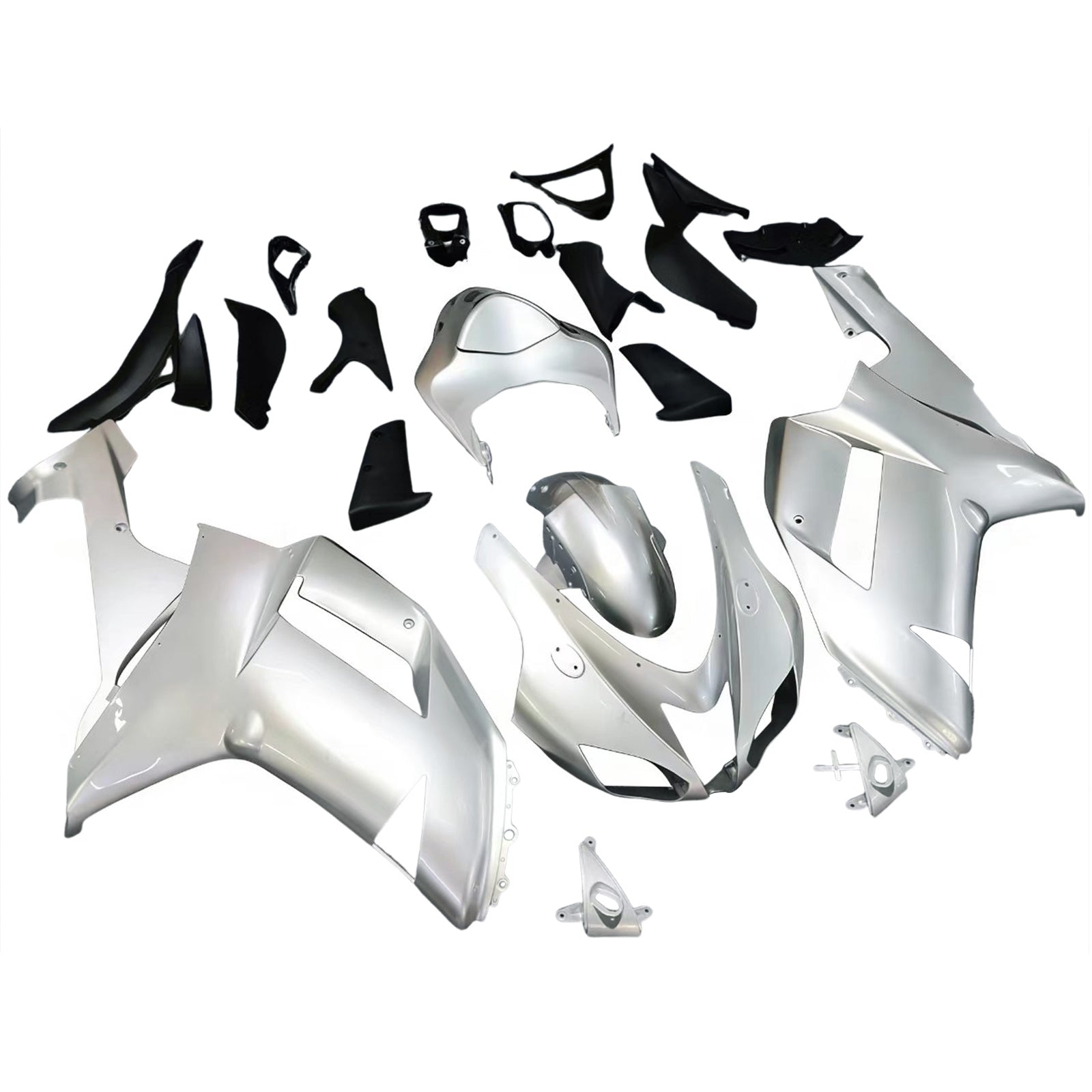 Amotopart Kawasaki ZX6R 636 2007-2008 Silver&Grey Fairing Kit