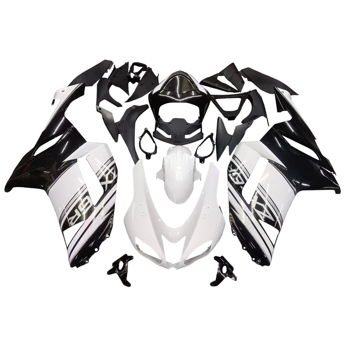 Amotopart Kawasaki ZX6R 636 2007-2008 Black&White Fairing Kit