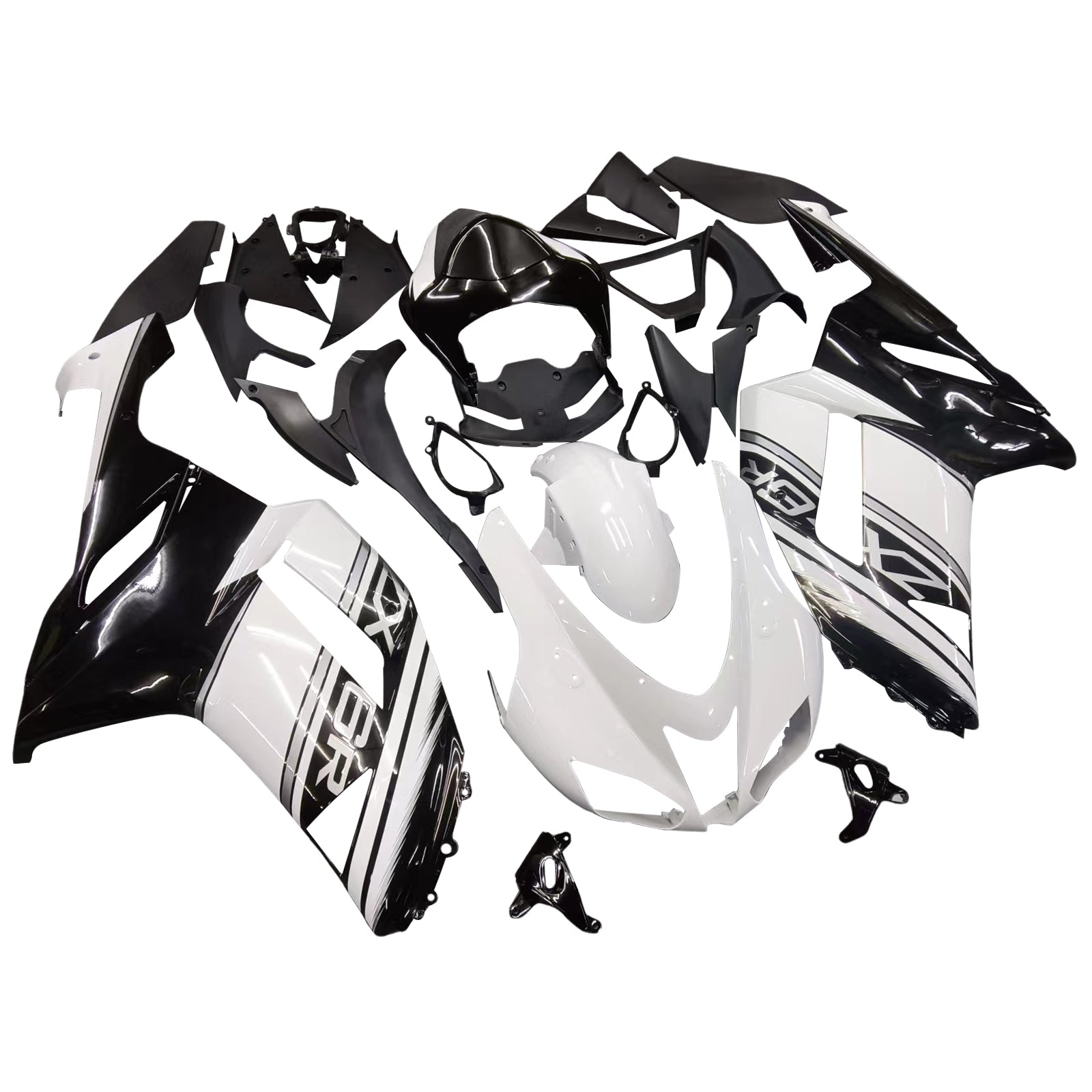 Amotopart Kawasaki ZX6R 636 2007-2008 Black&White Fairing Kit