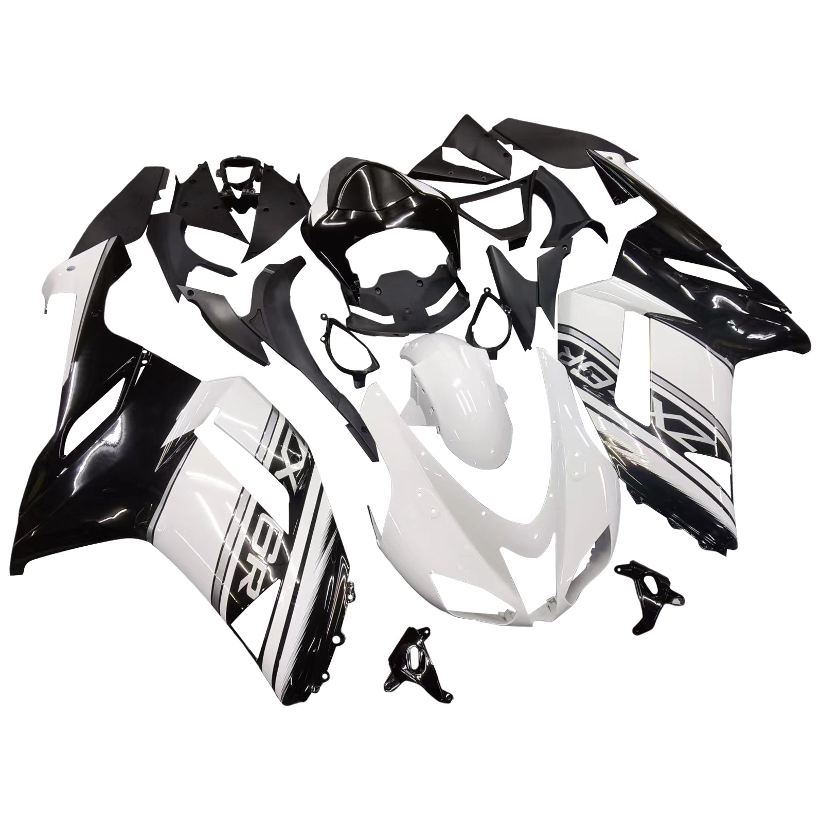 Kit carena Amotopart Kawasaki ZX6R 636 2007-2008 Nero&Bianco