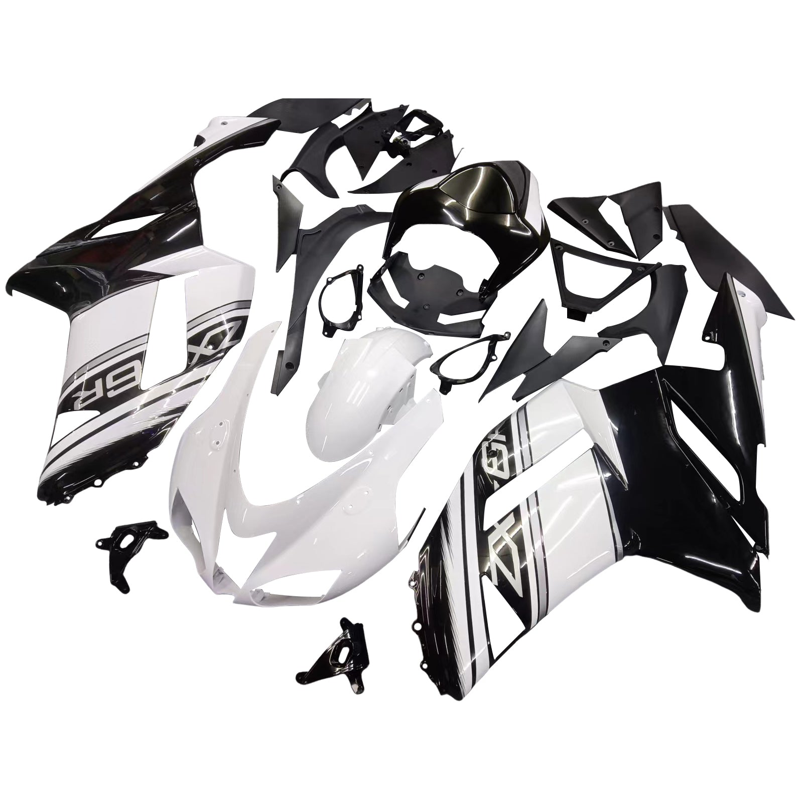 Amotopart Kawasaki ZX6R 636 2007-2008 Kit de carenado blanco y negro