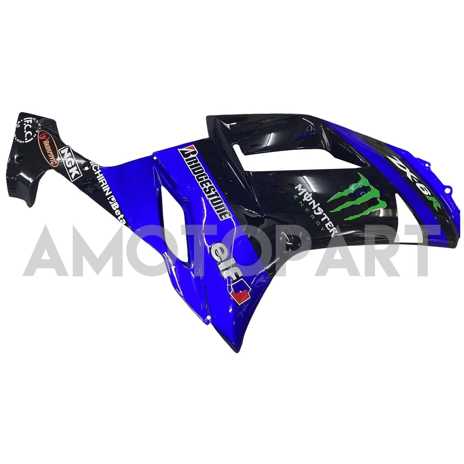 Amotopart 2007-2008 Kawasaki ZX6R 636 Kit carena nero e blu
