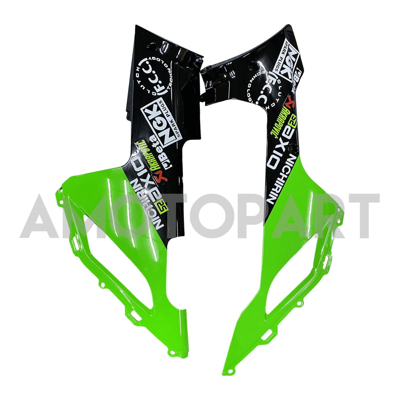 Amotopart 2007-2008 Kawasaki ZX6R 636 ブラック&グリーン フェアリングキット