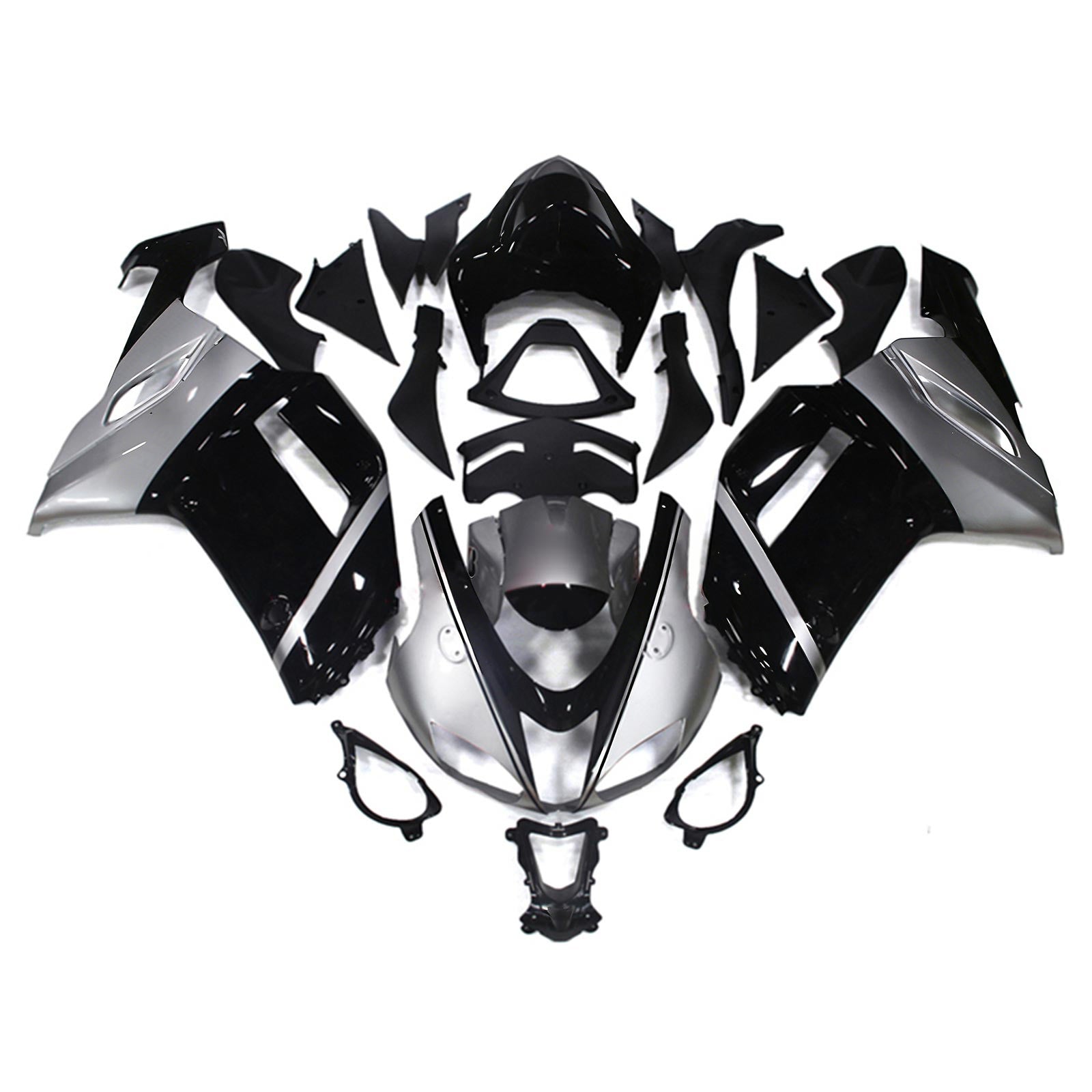 Amotopart 2007-2008 Kawasaki ZX6R 636 Noir&Kit de carénage gris