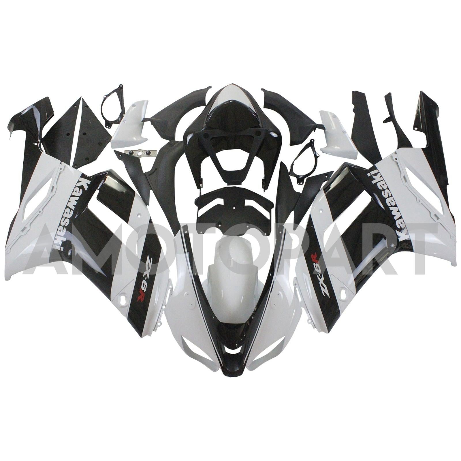 AMOTOPART KAWASAKI 2007-2008 ZX6R 636 WIT BLACK KUIST KIT