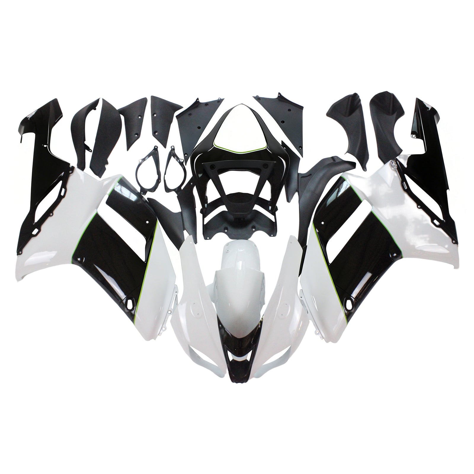 Amotopart Kawasaki 2007-2008 ZX6R 636 Black White Fairing Kit