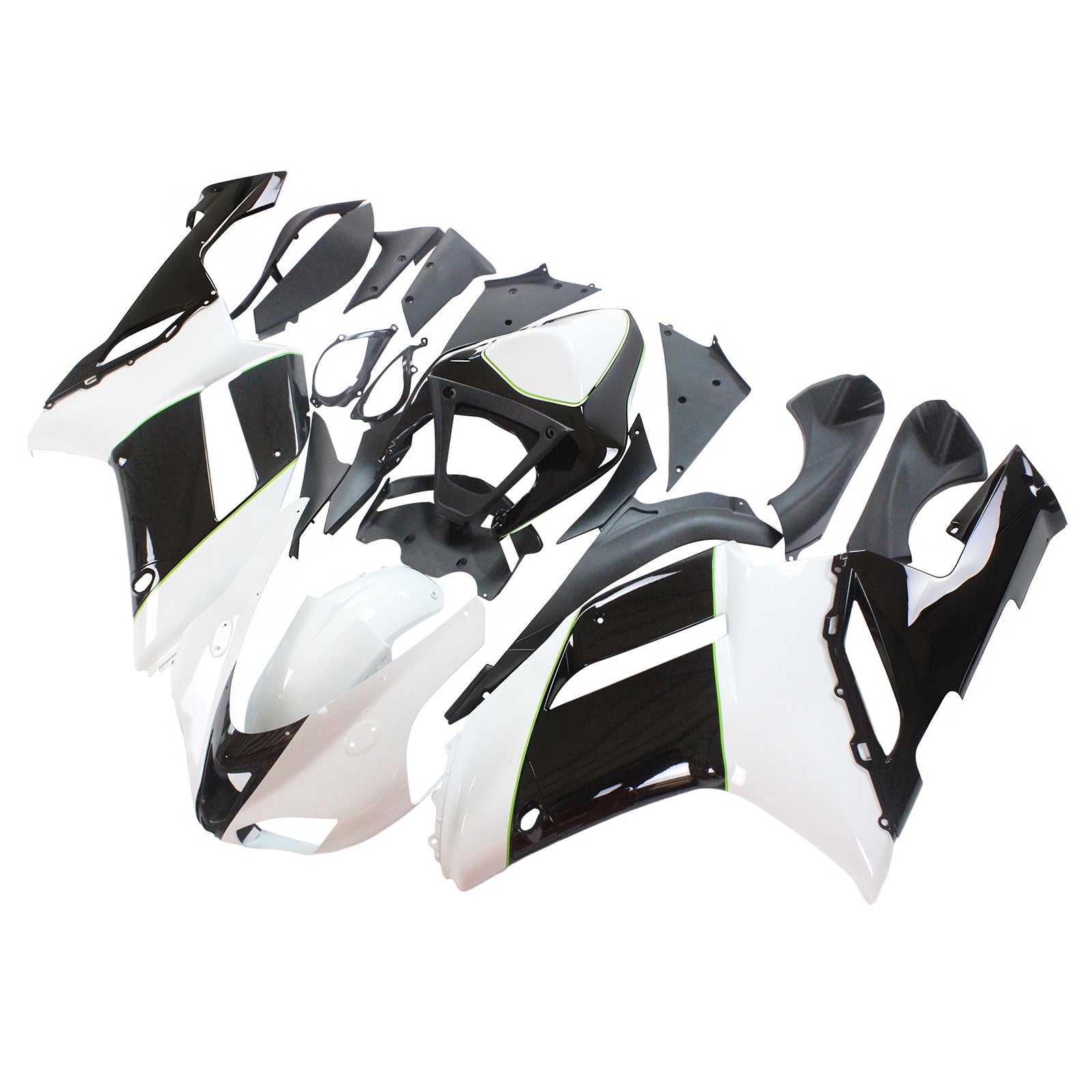Kit carena Amotopart Kawasaki 2007-2008 ZX6R 636 Nero Bianco