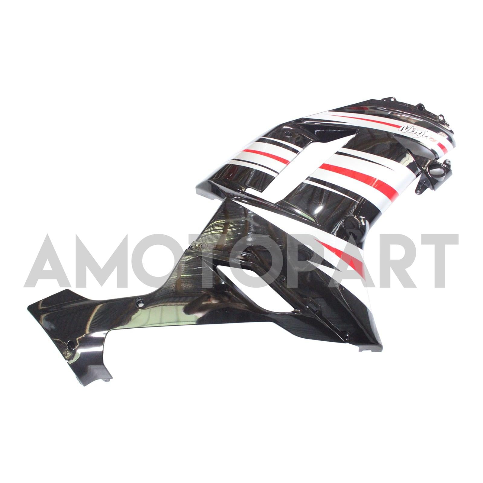 Amotopart Kawasaki 2007-2008 ZX6R 636 Black Sliver Red Fairing Kit