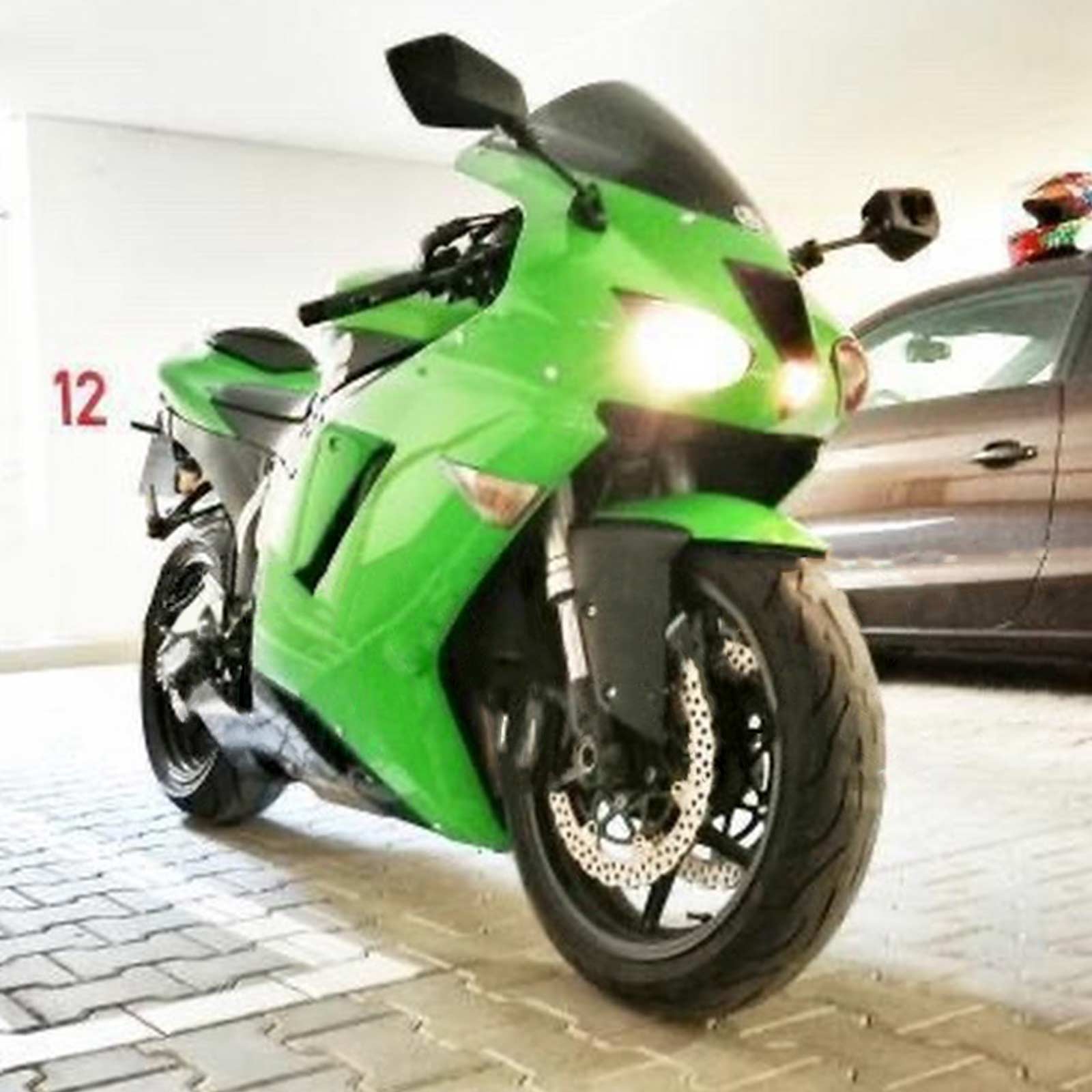 Amotopart Kawasaki 2007-2008 ZX6R 636 Kit de carenado verde