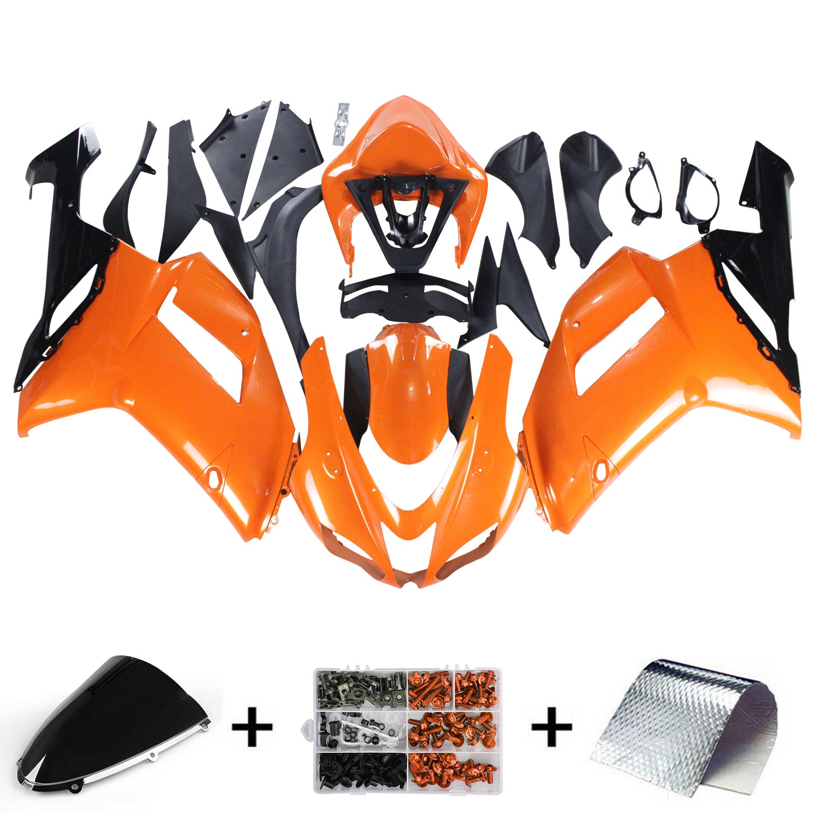 Amotopart Kawasaki 2007-2008 ZX6R 636 オレンジ フェアリングキット