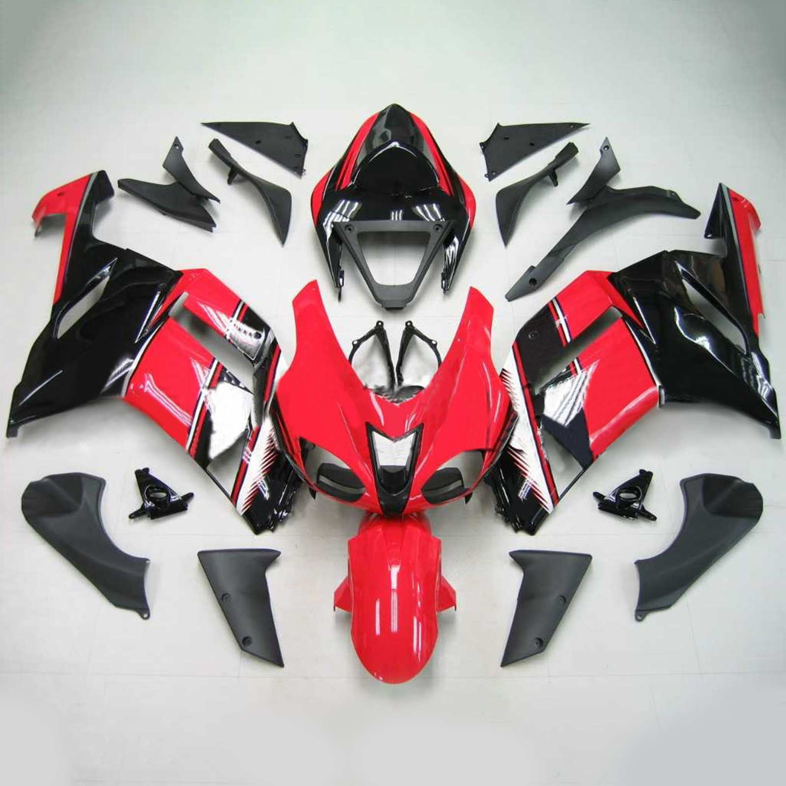 Amotopart Kawasaki 2007-2008 ZX6R 636 rood-zwarte kuipset