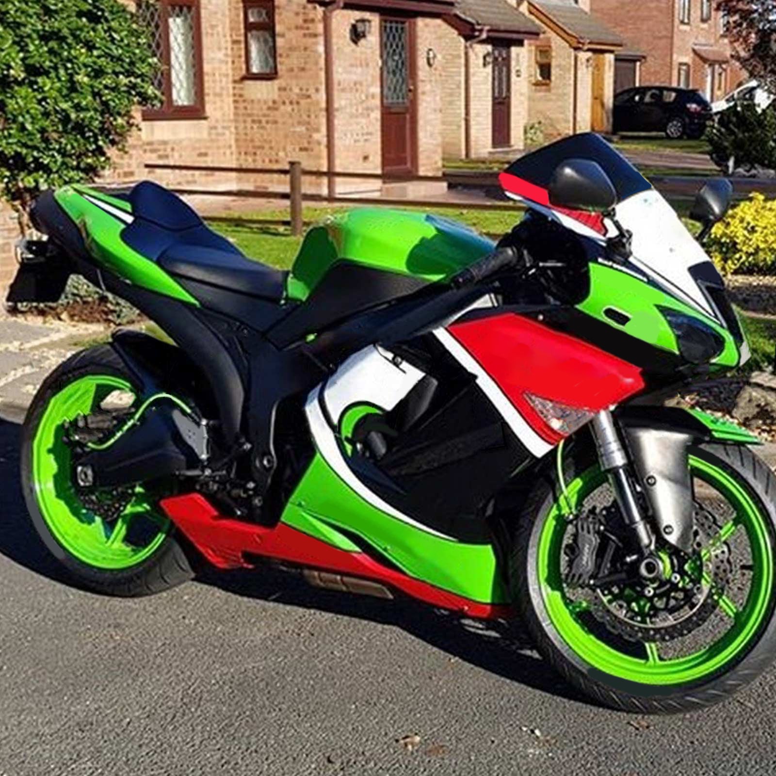 AMOTOPART KAWASAKI 2007-2008 ZX6R 636 GROEN RODE KUIST KIT