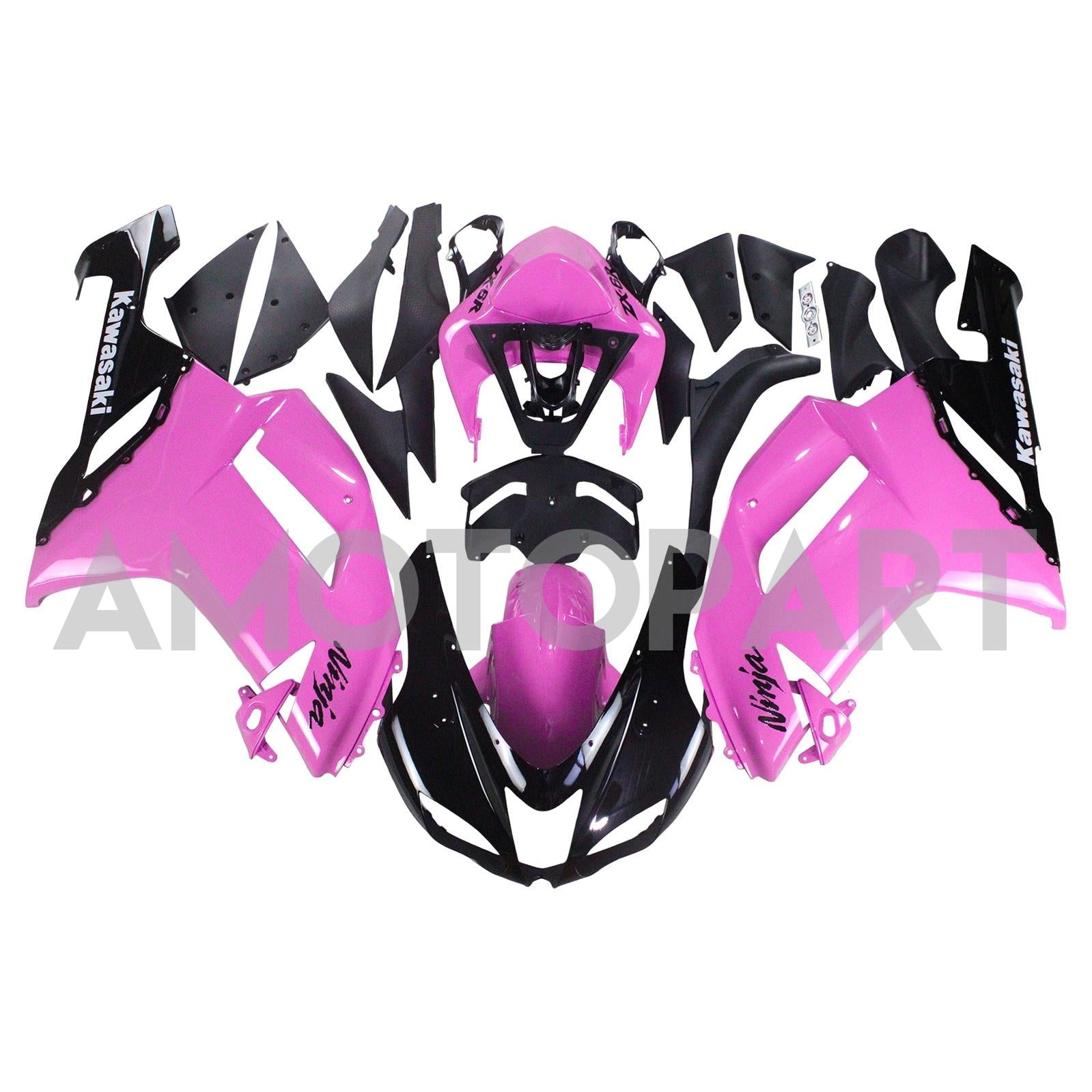 AMOTOPART KAWASAKI 2007-2008 ZX6R 636 Zwart roze kuipkit