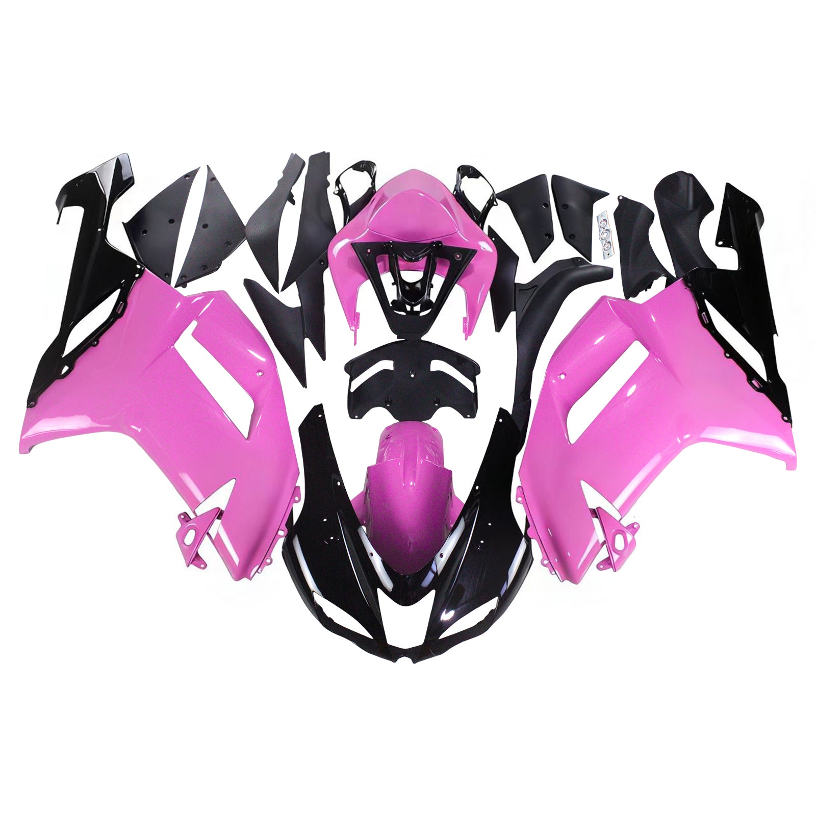 Amotopart Kawasaki 2007-2008 ZX6R 636 Black Pink Fairing Kit