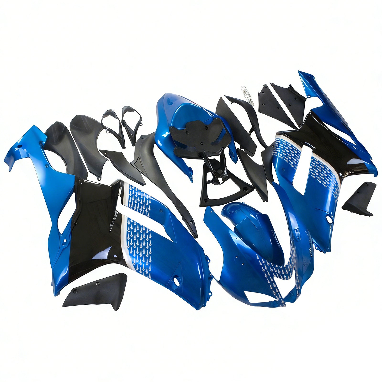 Amotopart Kawasaki 2007-2008 ZX6R 636 Black Blue Fairing Kit