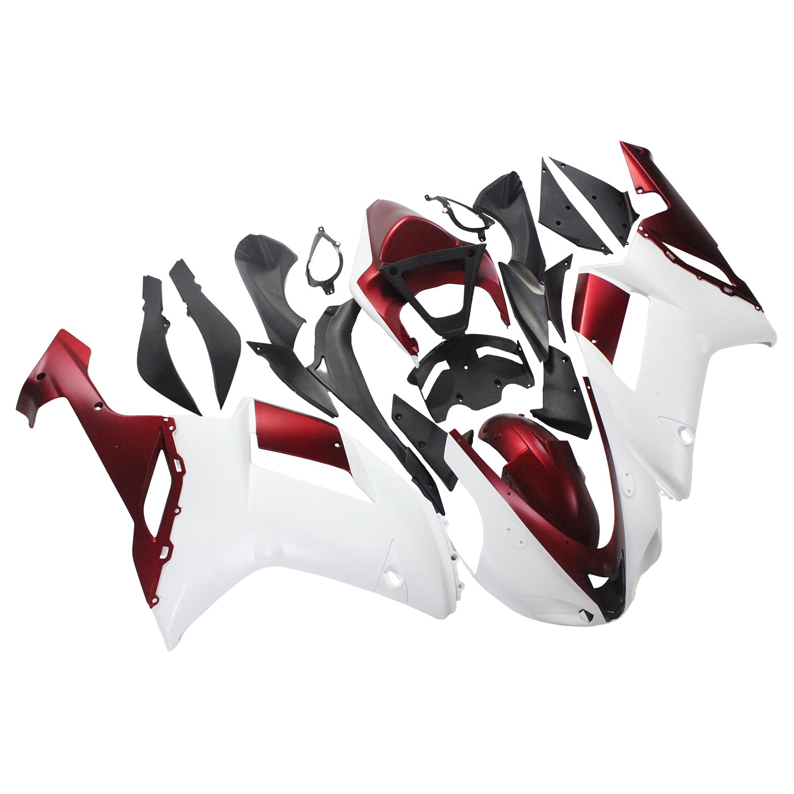 Amotopart Kawasaki 2007-2008 ZX6R 636 Kit de carenado rojo blanco