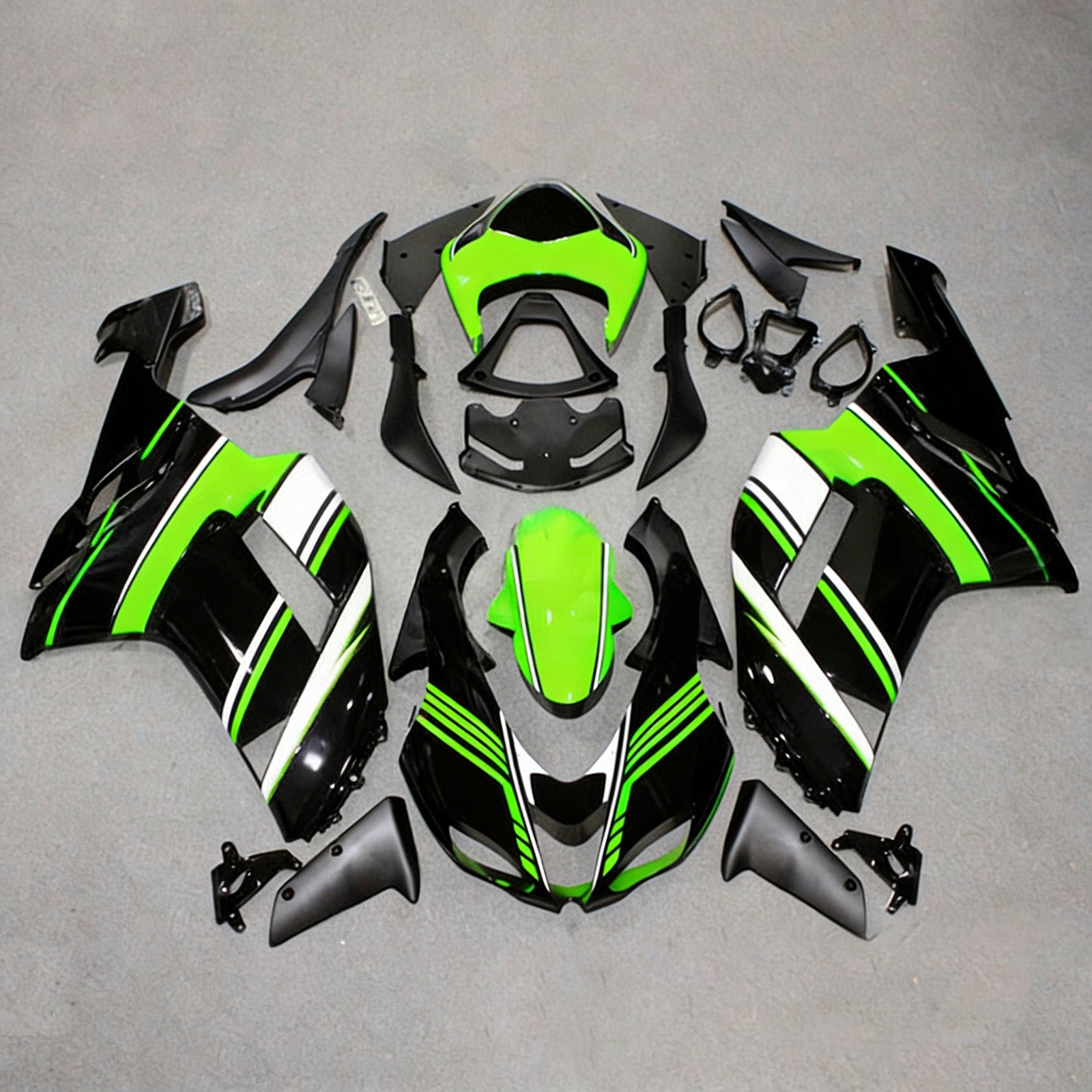 Amotopart 2007-2008 Kawasaki ZX6R 636 zwart groen wit kuipset