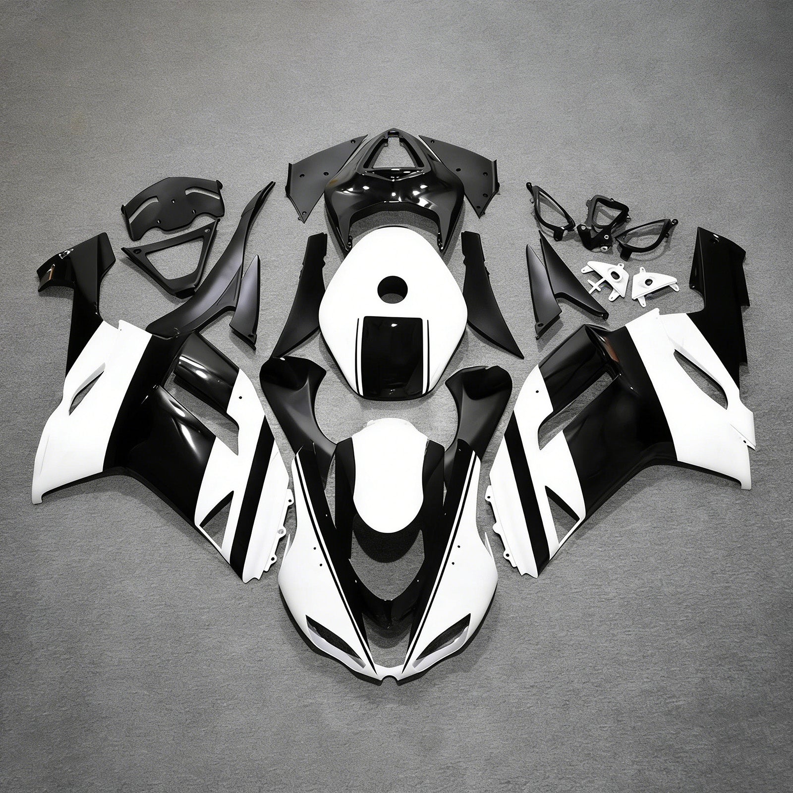 Amotopart 2007-2008 Kawasaki ZX6R 636 Black White Fairing Kit