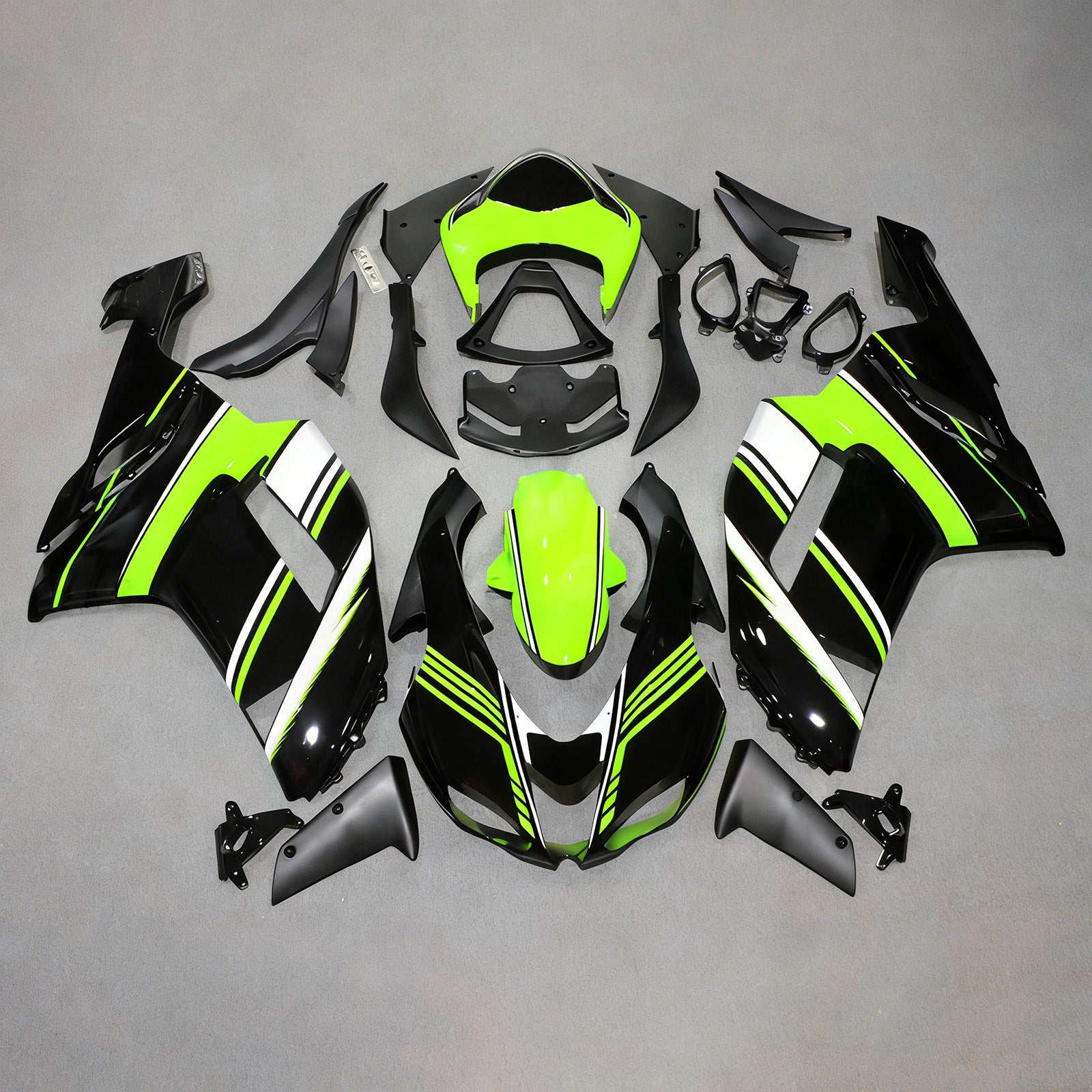 Amotopart 2007-2008 Kawasaki ZX6R 636 groen zwart wit kuipset