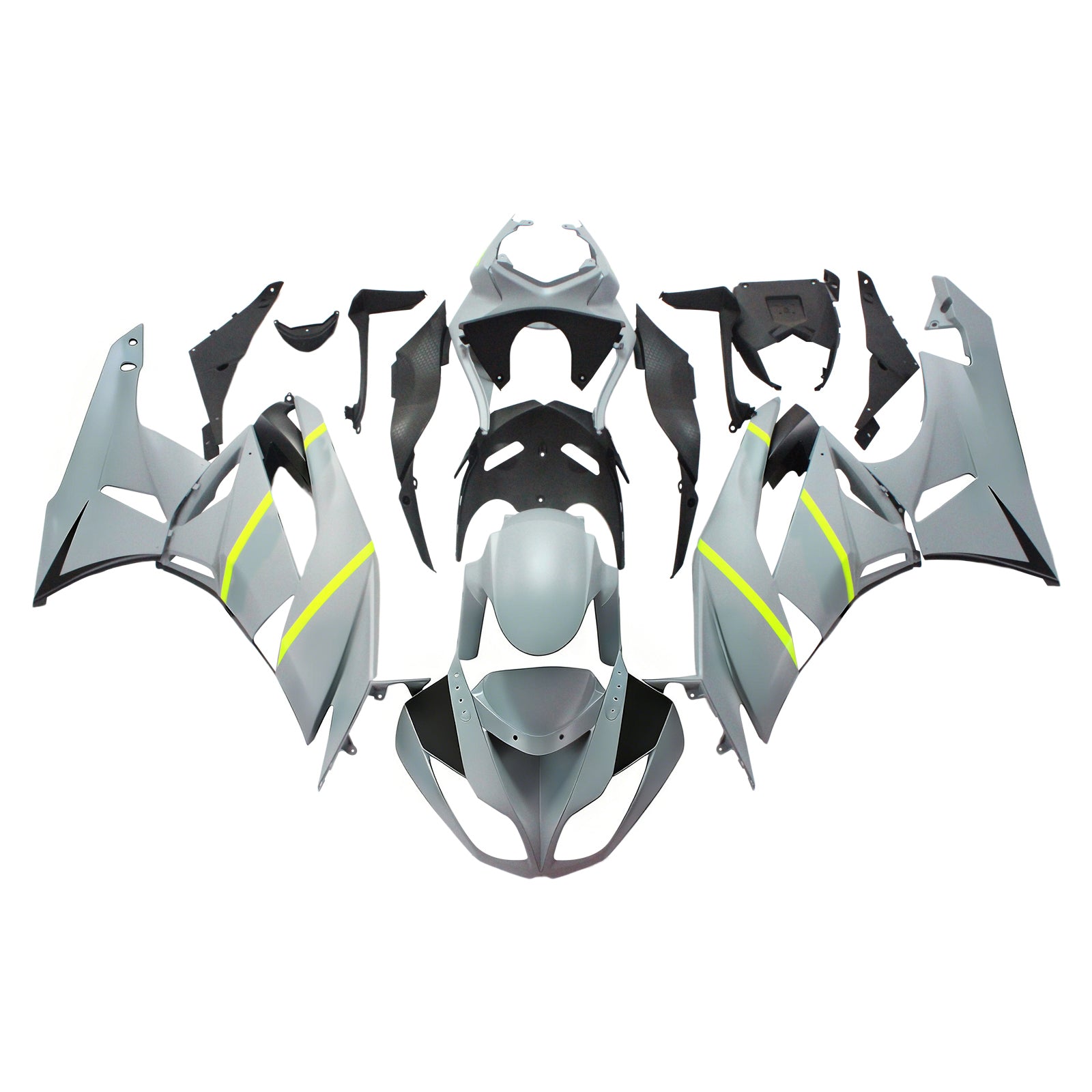 Amotopart Kawasaki 2009-2012 ZX6R 636 Grey Yellow Fairing Kit