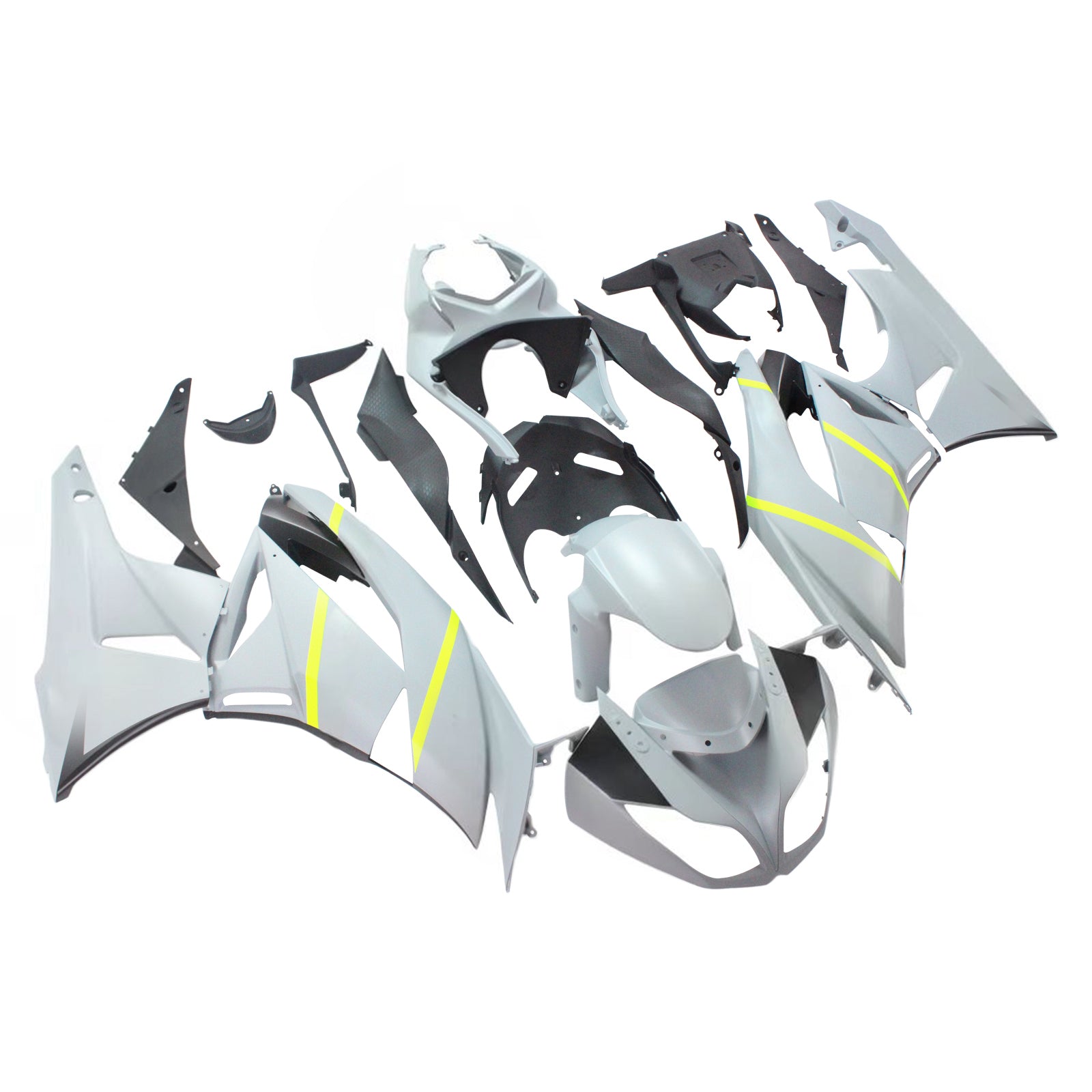 Amotopart Verkleidungsset für Kawasaki 2009–2012 ZX6R 636, Grau, Gelb