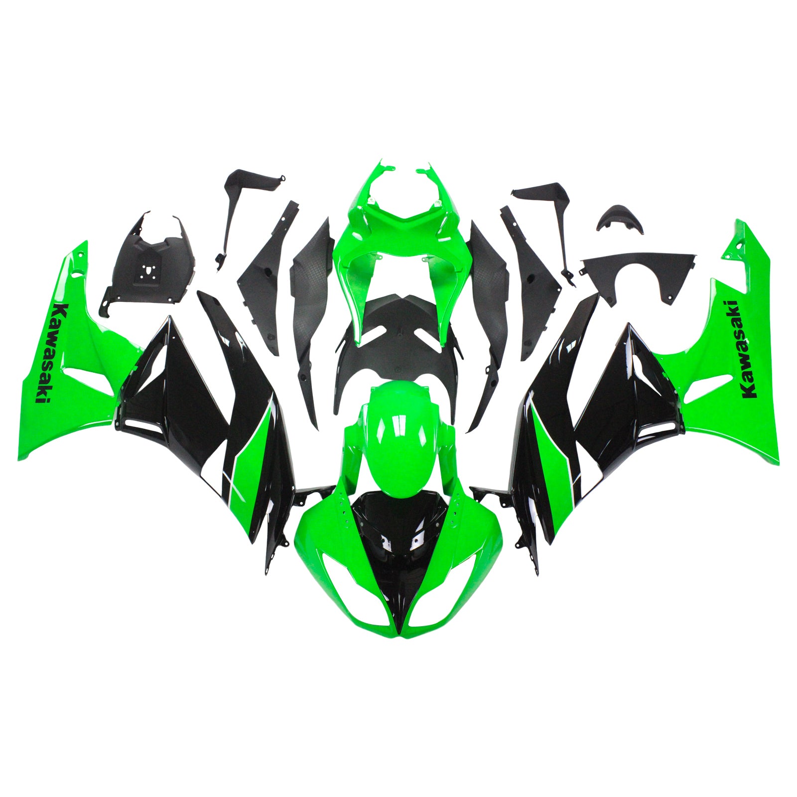 Kit de carénage Amotopart Kawasaki 2009-2012 ZX6R 636 noir vert