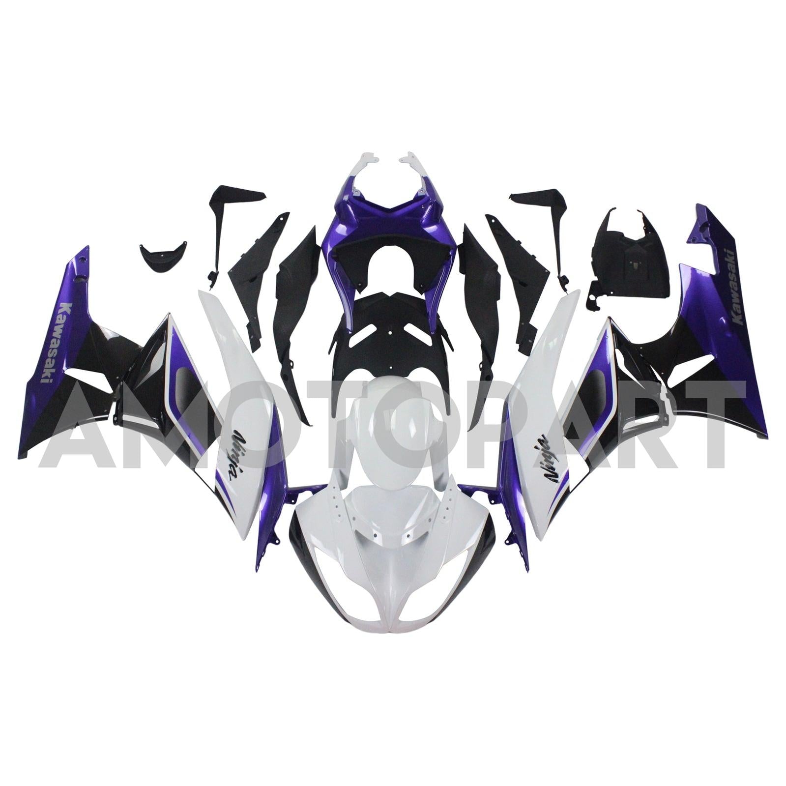 Amotopart Kawasaki 2009-2012 ZX6R 636 White Purple Fairing Kit