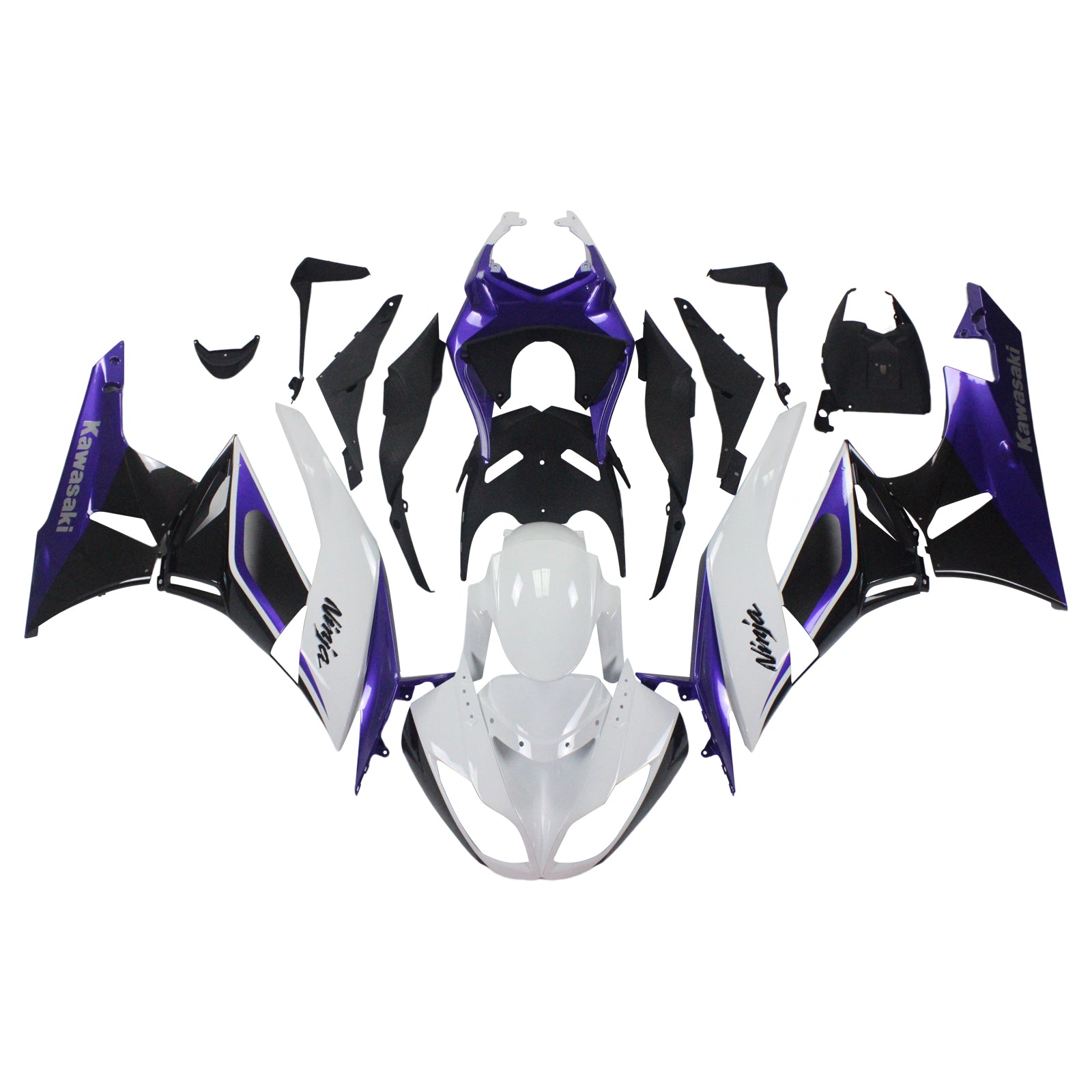 Amotopart Kawasaki 2009-2012 ZX6R 636 White Purple Fairing Kit