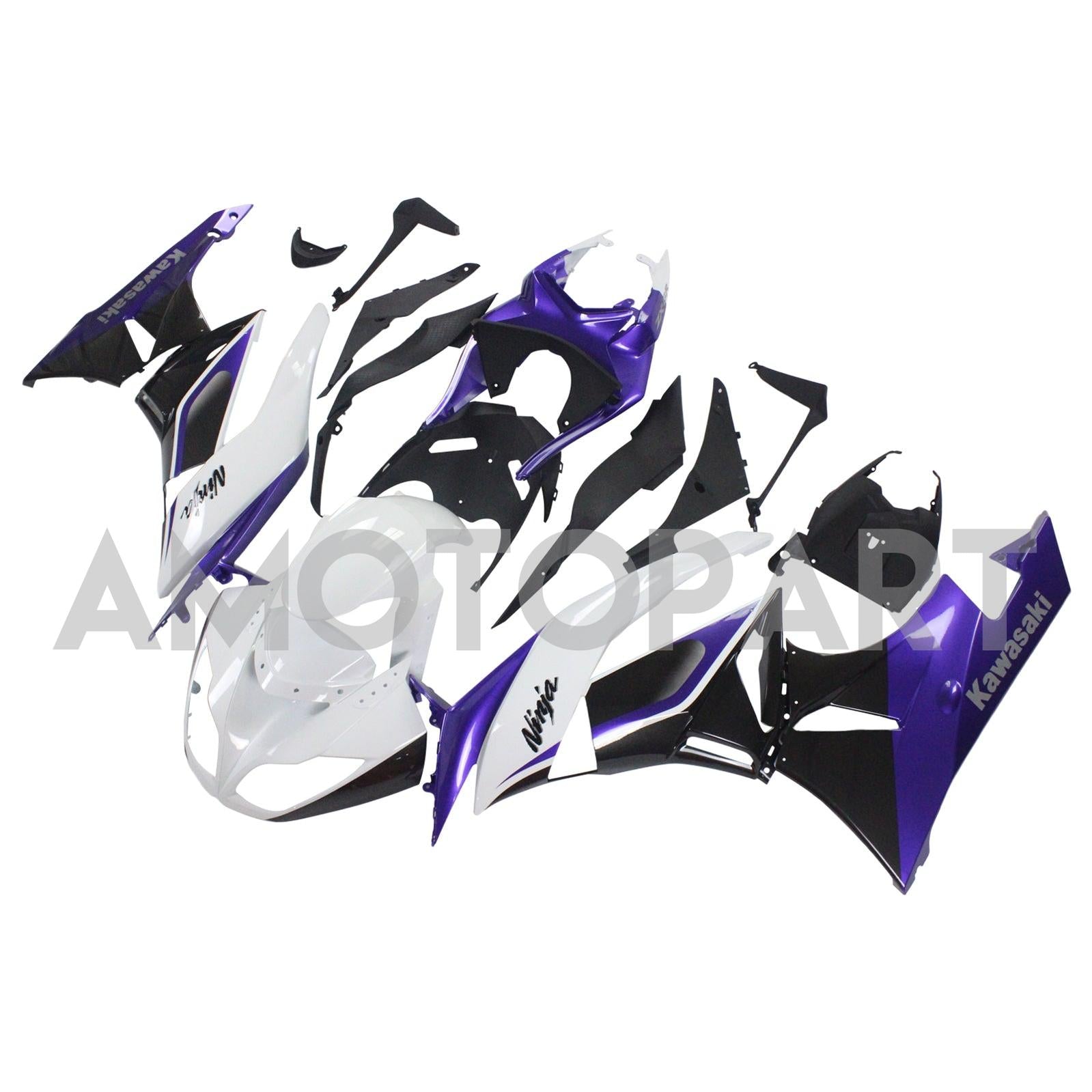 Amotopart Kawasaki 2009-2012 ZX6R 636 White Purple Fearing Kit