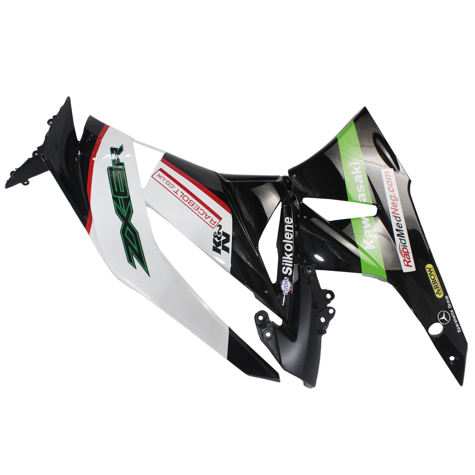 Amotopart Kawasaki 2009-2012 ZX6R 636 White Green Black Fairing Kit