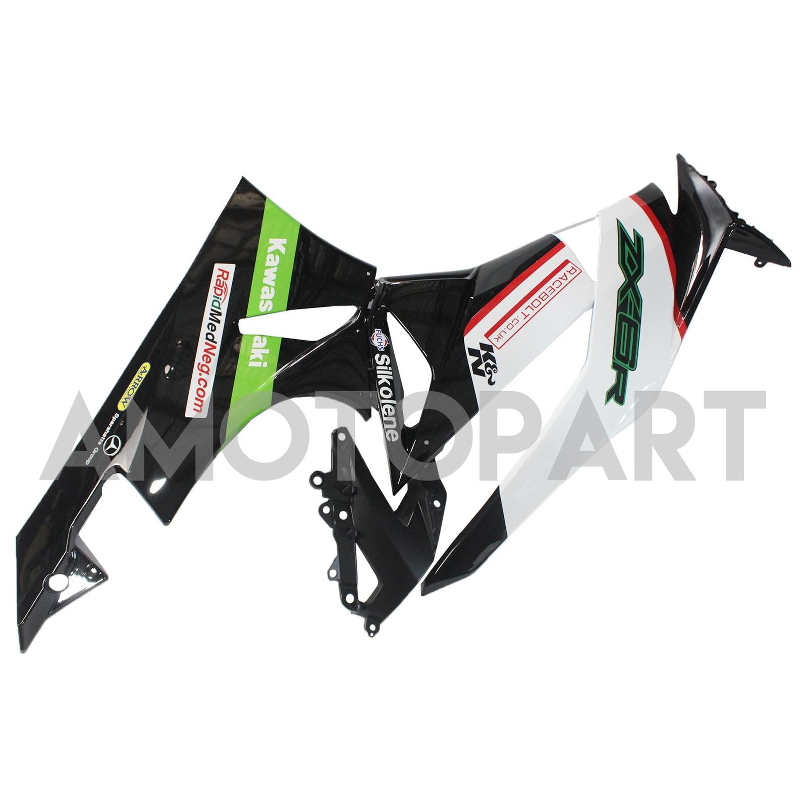 Amotopart Kawasaki 2009-2012 ZX6R 636 Bílá zelená černá kapotáž