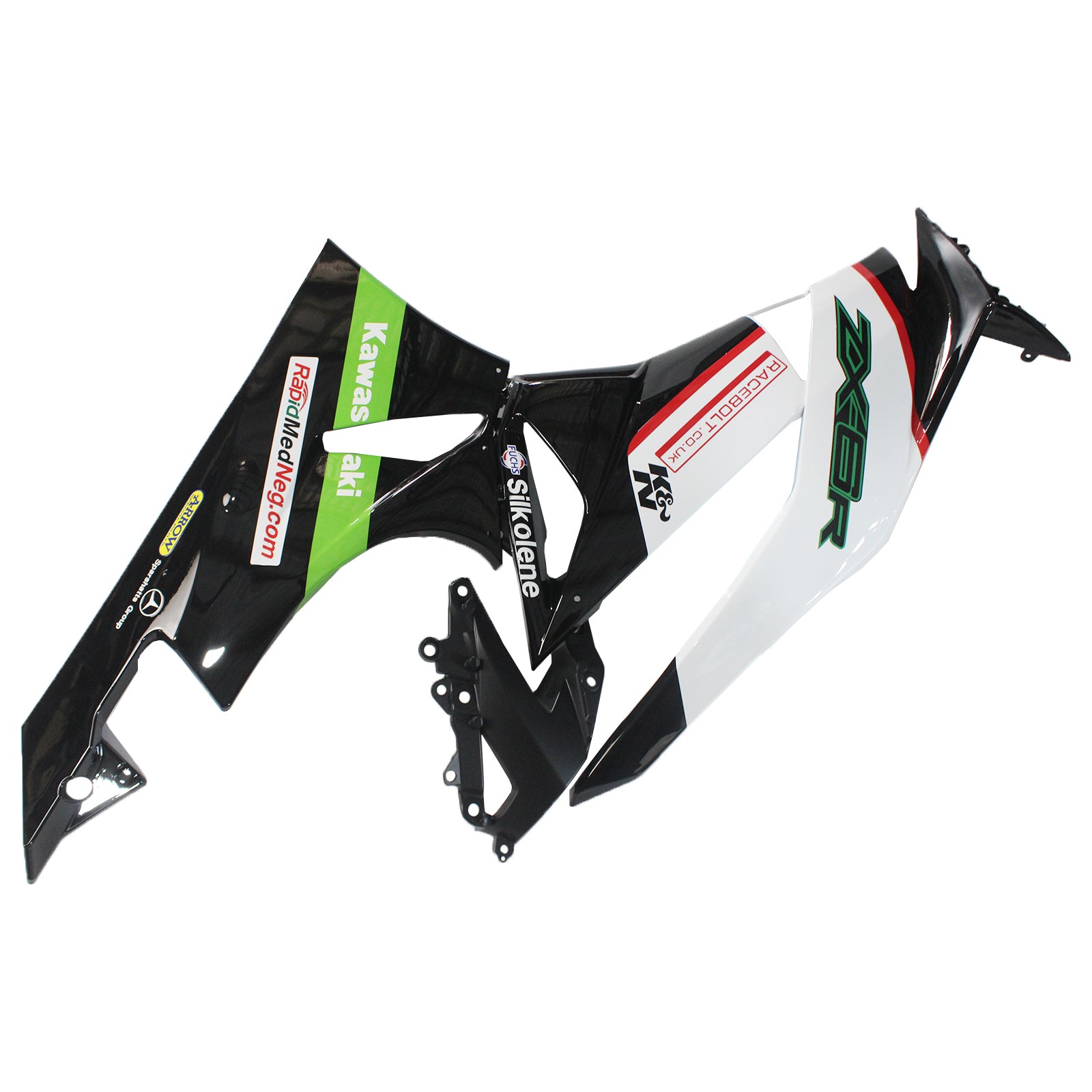 Amotopart Kawasaki 2009-2012 ZX6R 636 White Green Black Fairing Kit