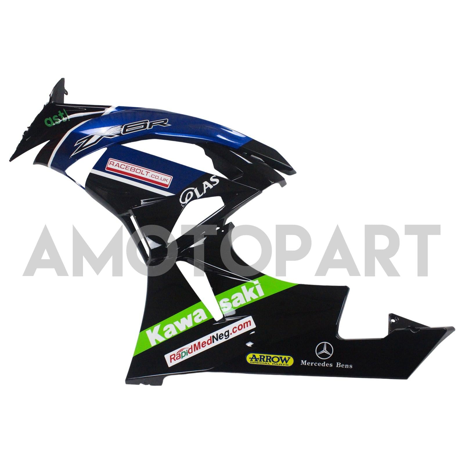 Amotopart Kawasaki 2009-2012 ZX6R 636 Blue Mix Black Fairing Kit