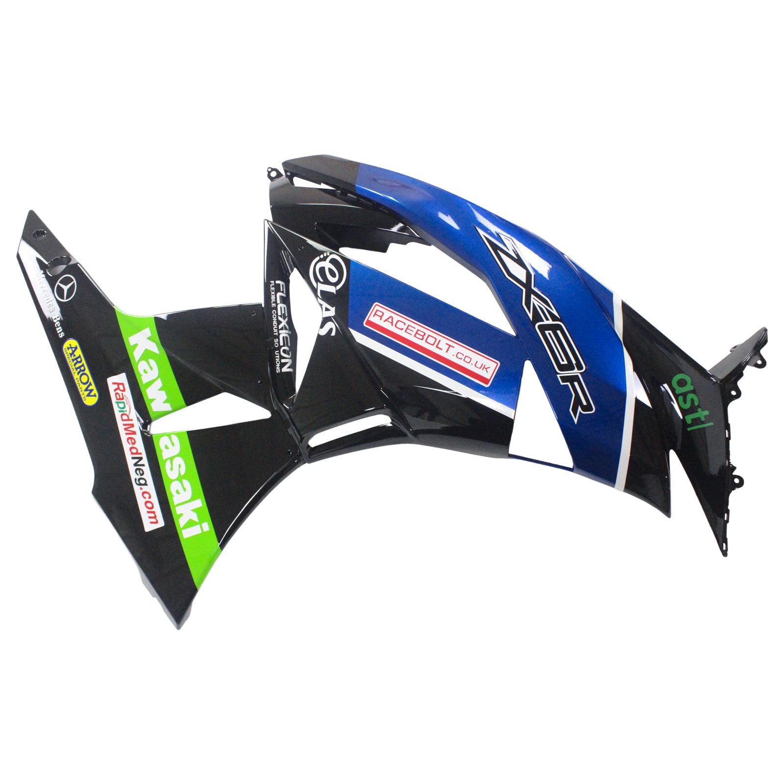 Amotopart Kawasaki 2009-2012 ZX6R 636 Blue Mix Black Fairing Kit