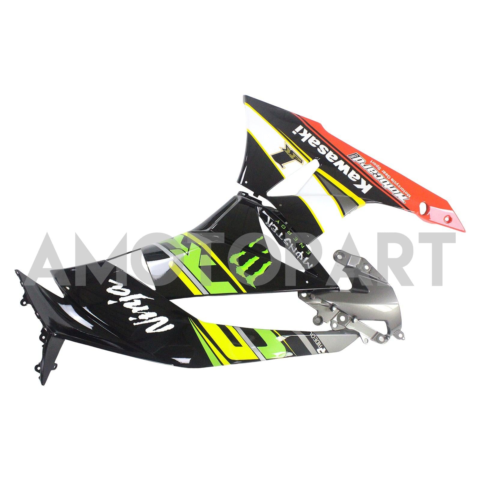 Amotopart Kawasaki 2009-2012 ZX6R 636 Black Green Claw Fairing Kit