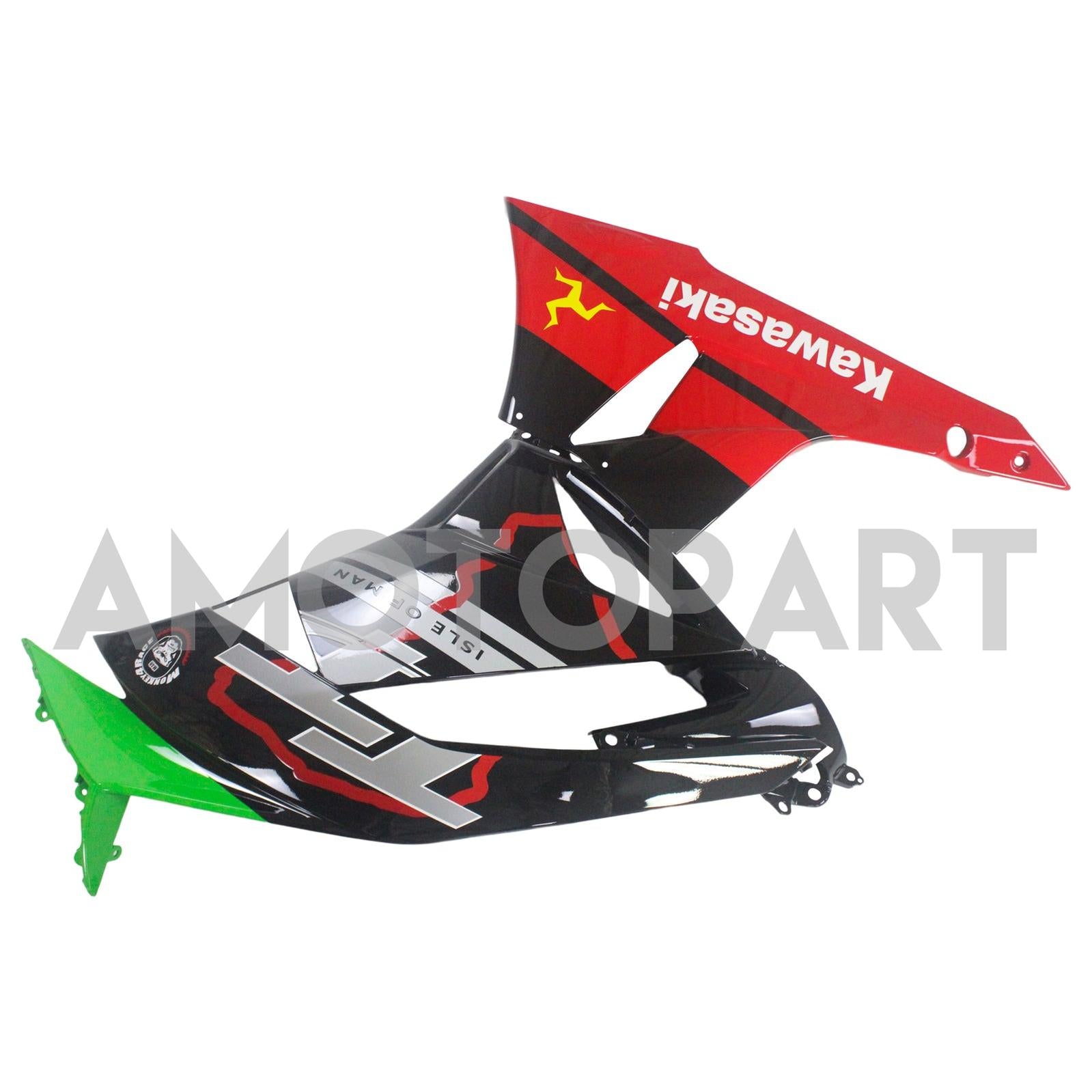 Amotopart Kawasaki 2009-2012 ZX6R 636 Green Red Black Fairing Kit