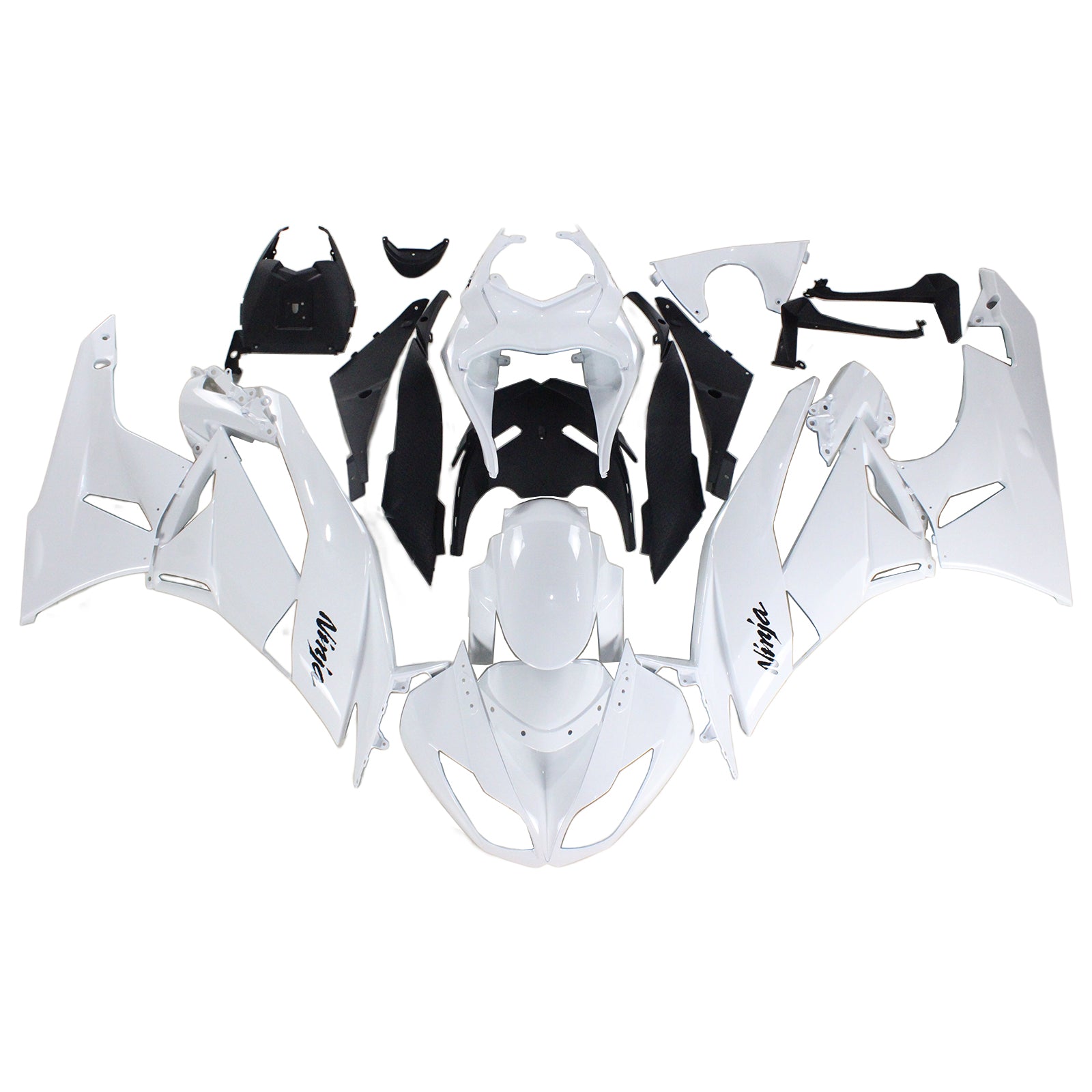 Amotopart Kawasaki 2009-2012 ZX6R 636 White Black Fairing Kit
