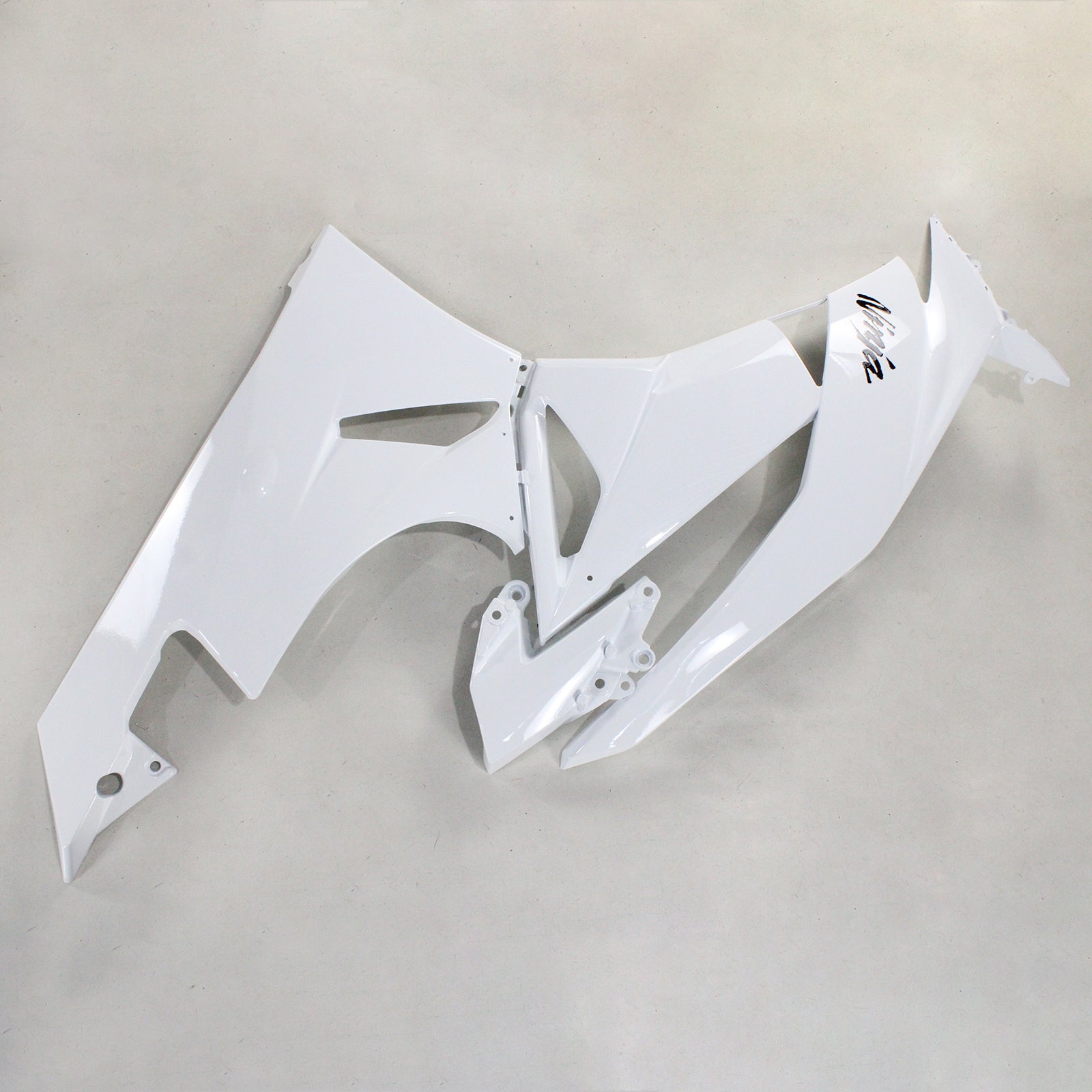 Amotopart Kawasaki 2009-2012 ZX6R 636 White Black Fairing Kit