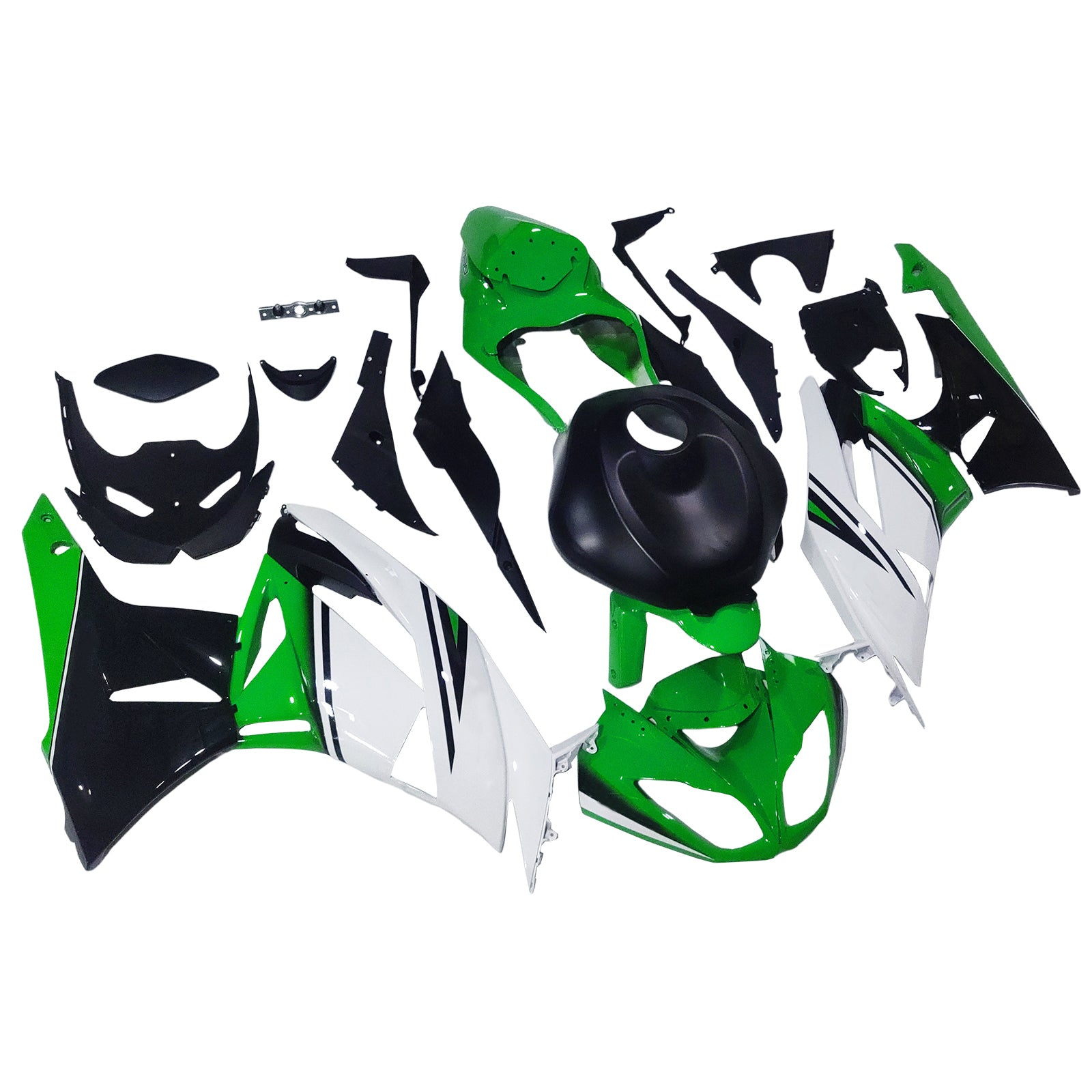 Amotopart Kawasaki 2009-2012 ZX6R 636 Green&White Fairing Kit