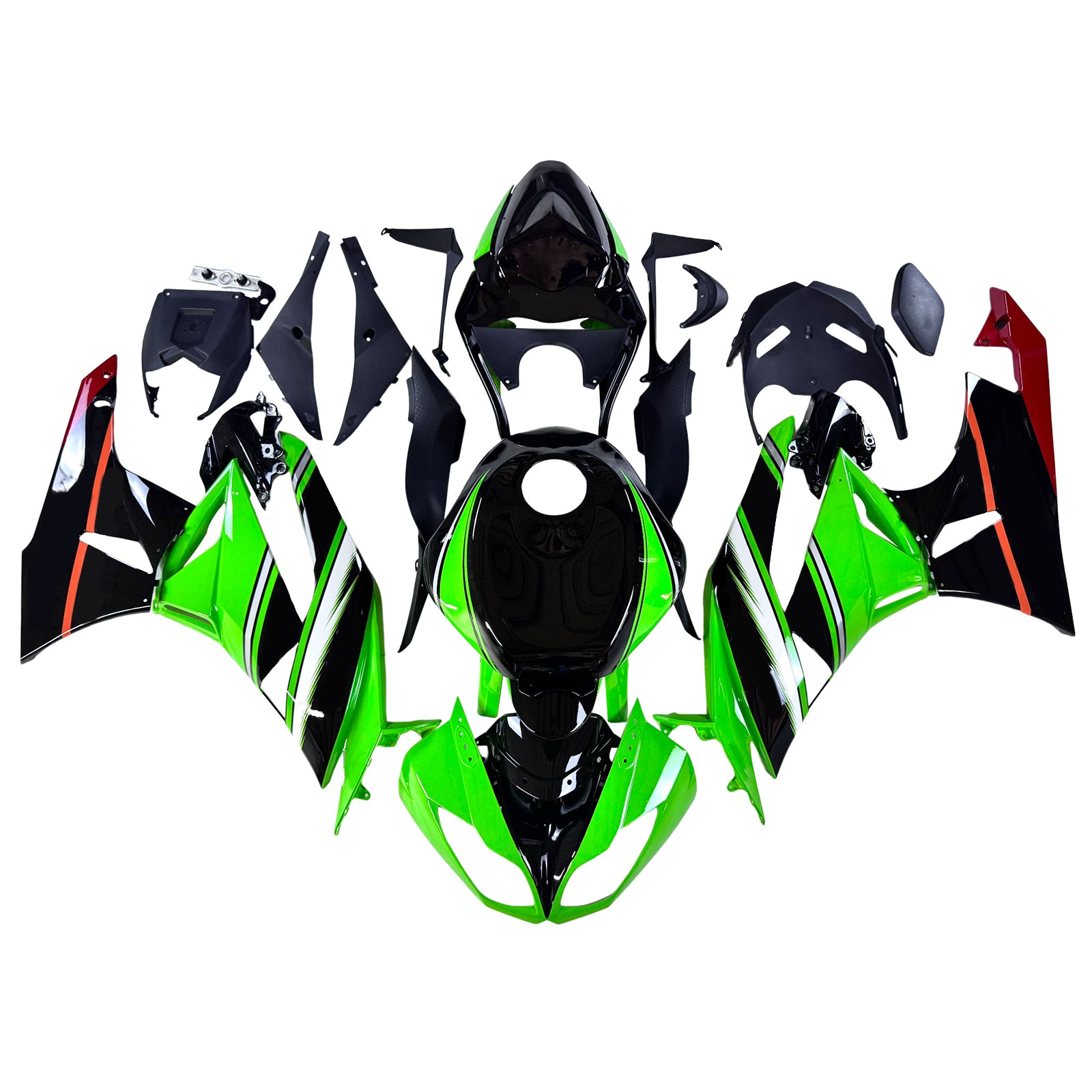 Amotopart Kawasaki 2009-2012 ZX6R 636 Green Style7 Fairing Kit