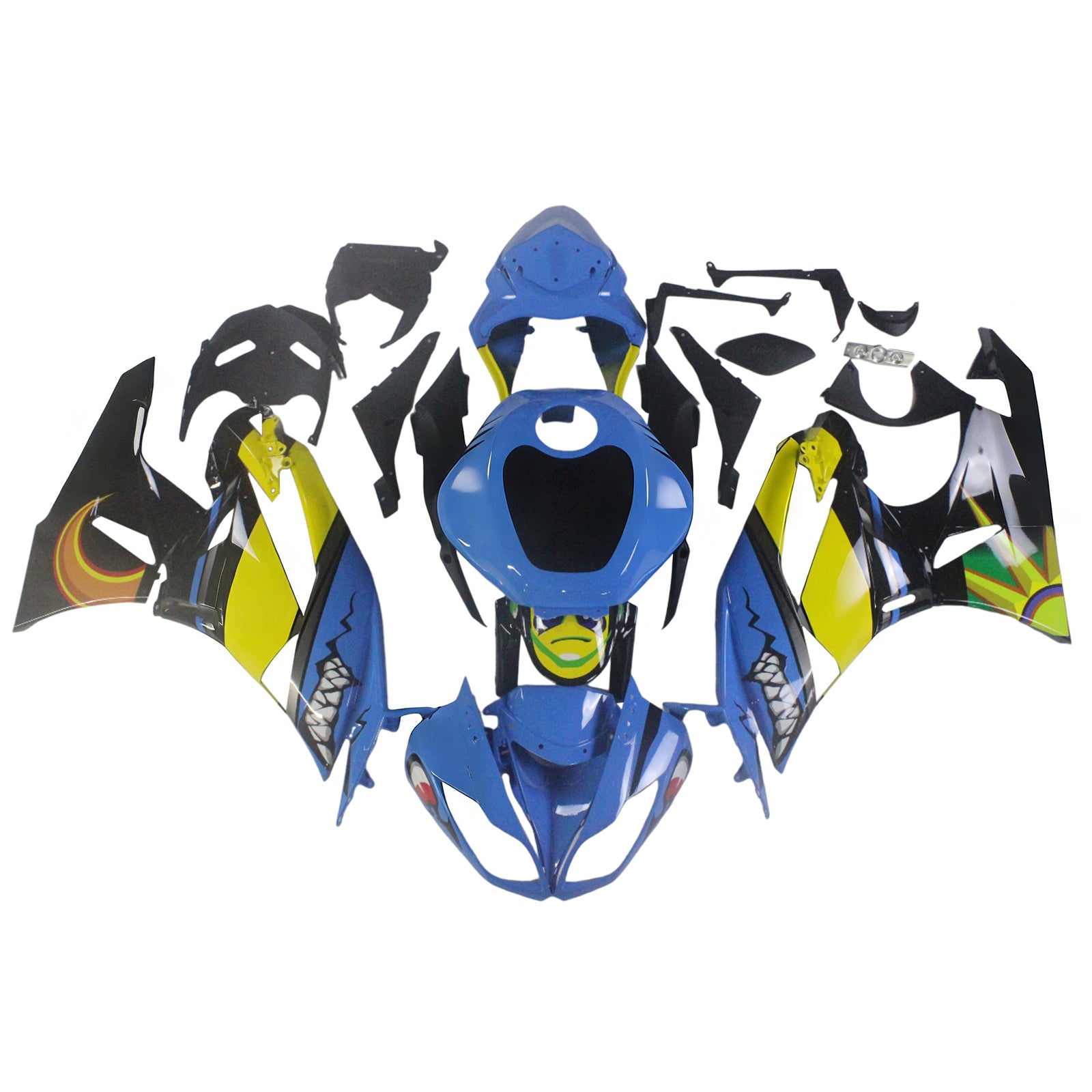 Amotopart Kawasaki 2009-2012 ZX6R 636 Blue&Yellow Fairing Kit