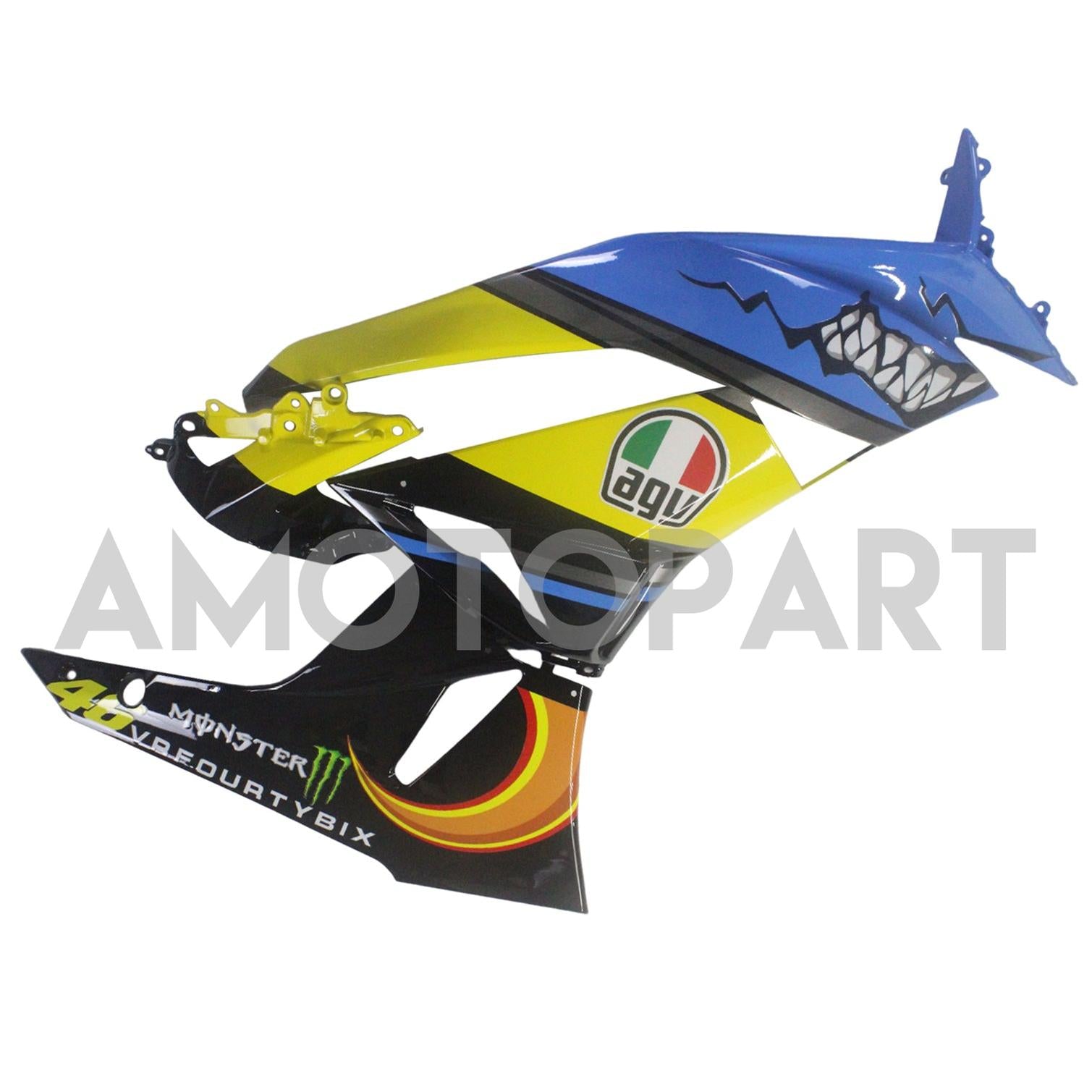 Amotopart Kawasaki 2009-2012 ZX6R 636 Blue&Yellow Monster Fairing Kit
