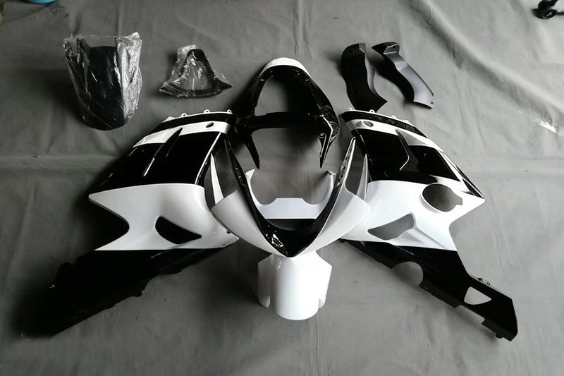 Amotopart Kawasaki 2009-2012 ZX6R 636 Black & White Fairing Kit