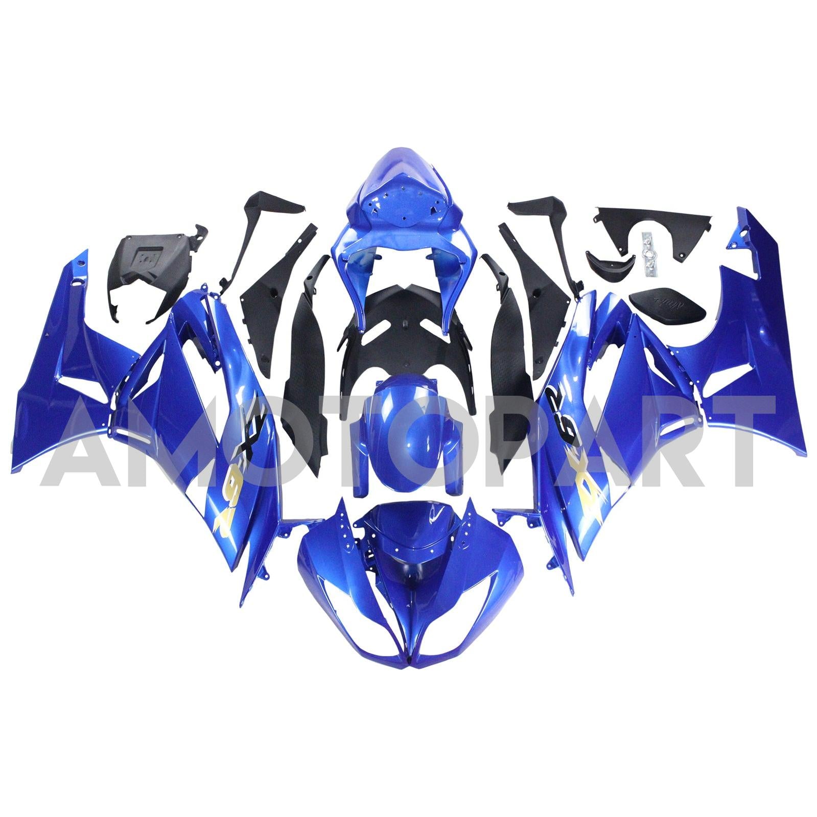 Amotopart Kawasaki 2009-2012 ZX6R 636 Blaues Verkleidungskit