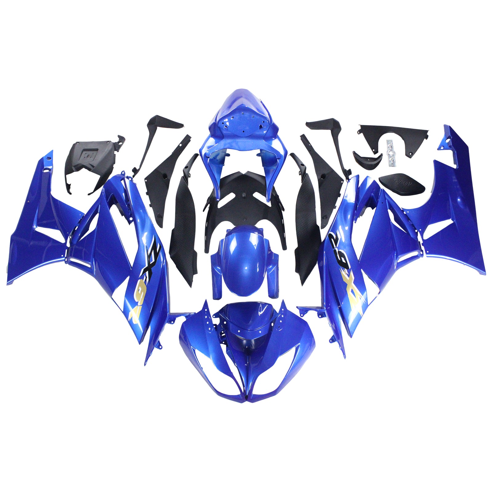 Amotopart Kawasaki 2009-2012 ZX6R 636 Kit de carenado azul