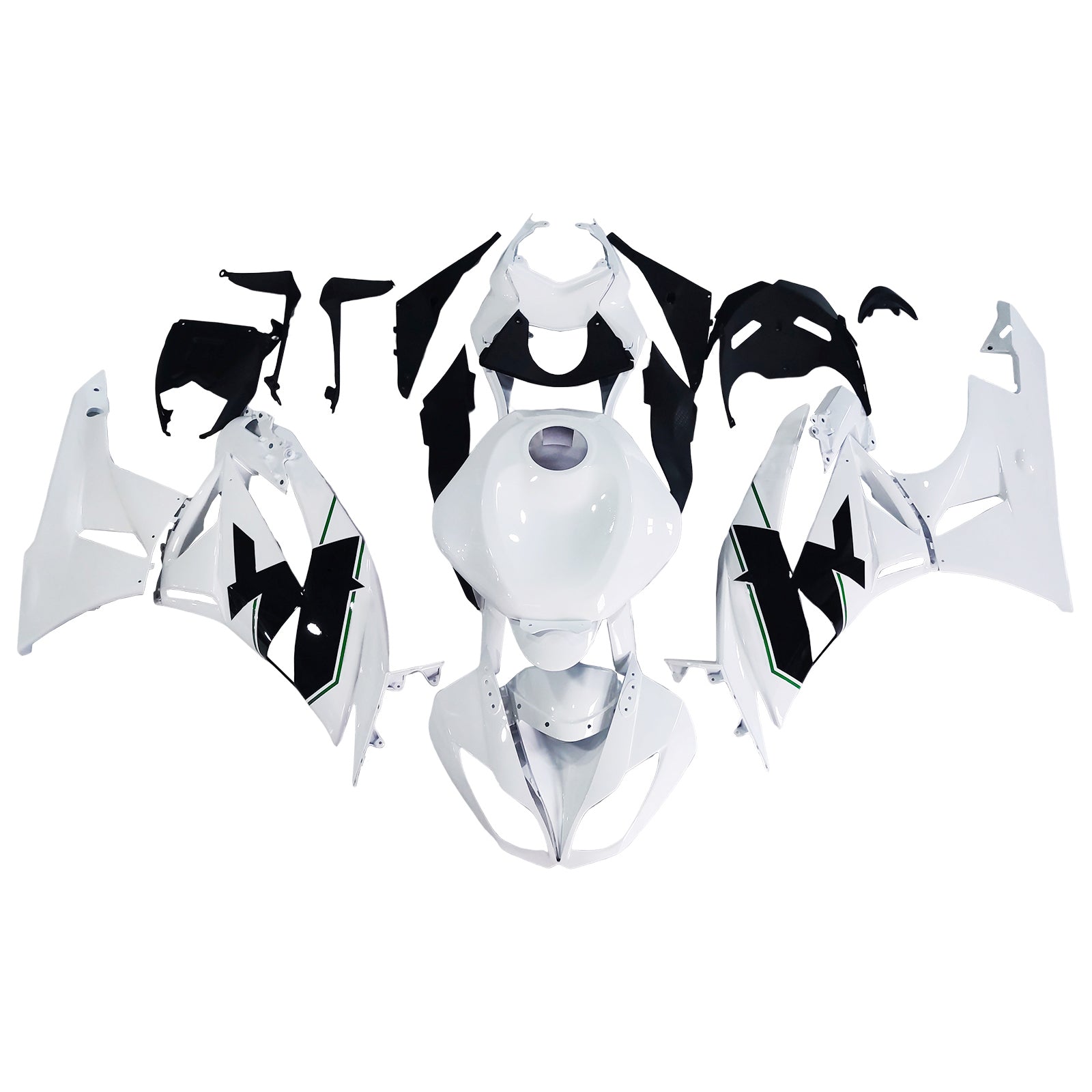 Amotopart Kawasaki 2009-2012 ZX6R 636 White Style2 Fairing Kit