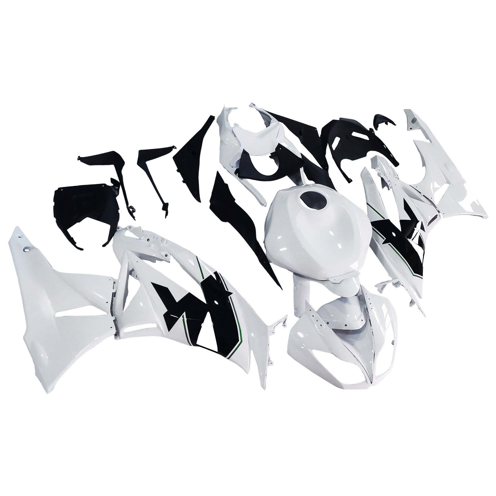 Amotopart Kawasaki 2009-2012 ZX6R 636 White Style2 Fairing Kit