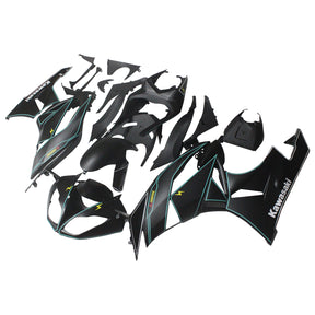 Amotopart Kawasaki 2009-2012 ZX6R 636 Kit de carenado de línea negra y azul